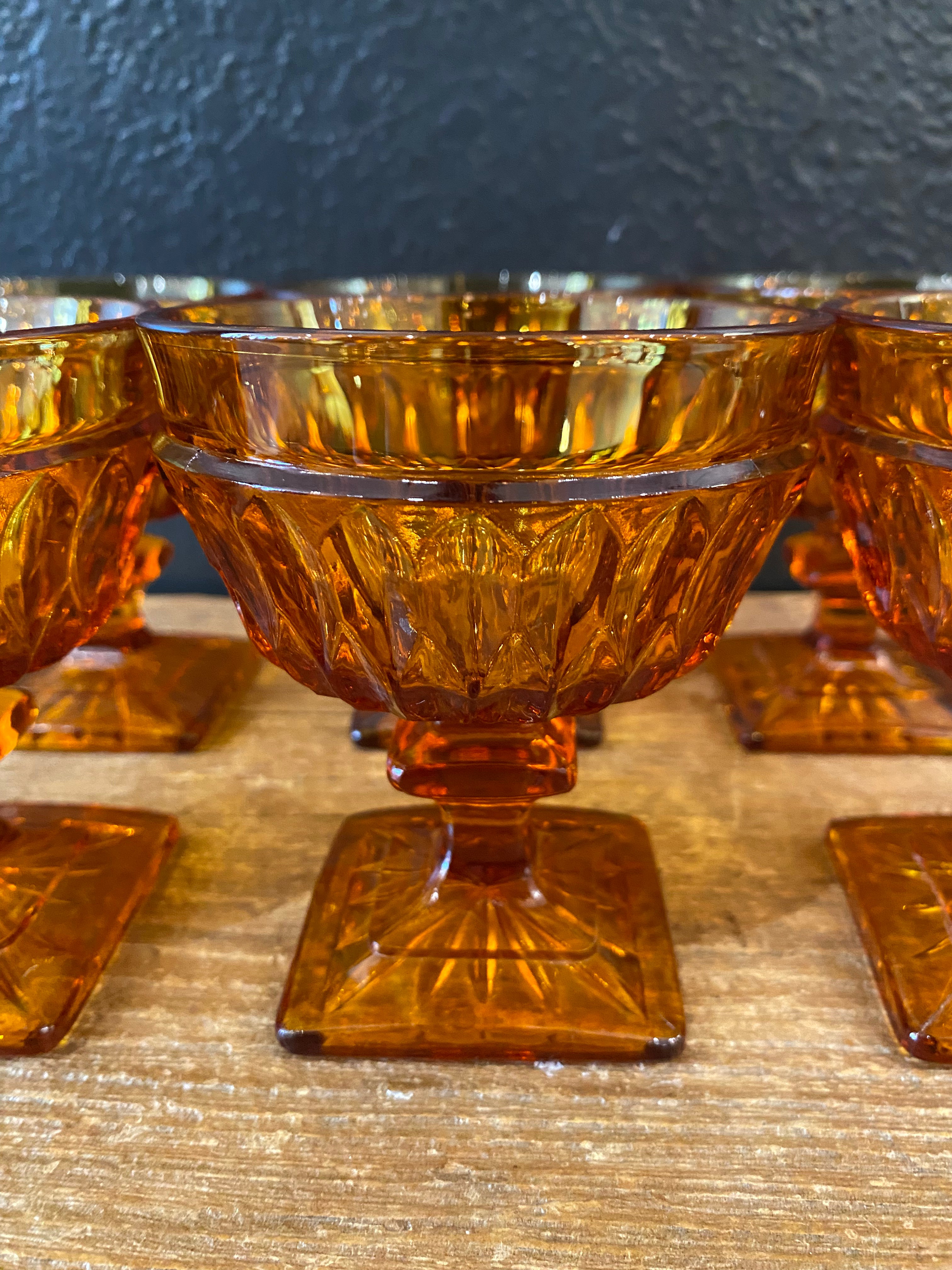 Amber Pedestal Glasses | Set Of Six
