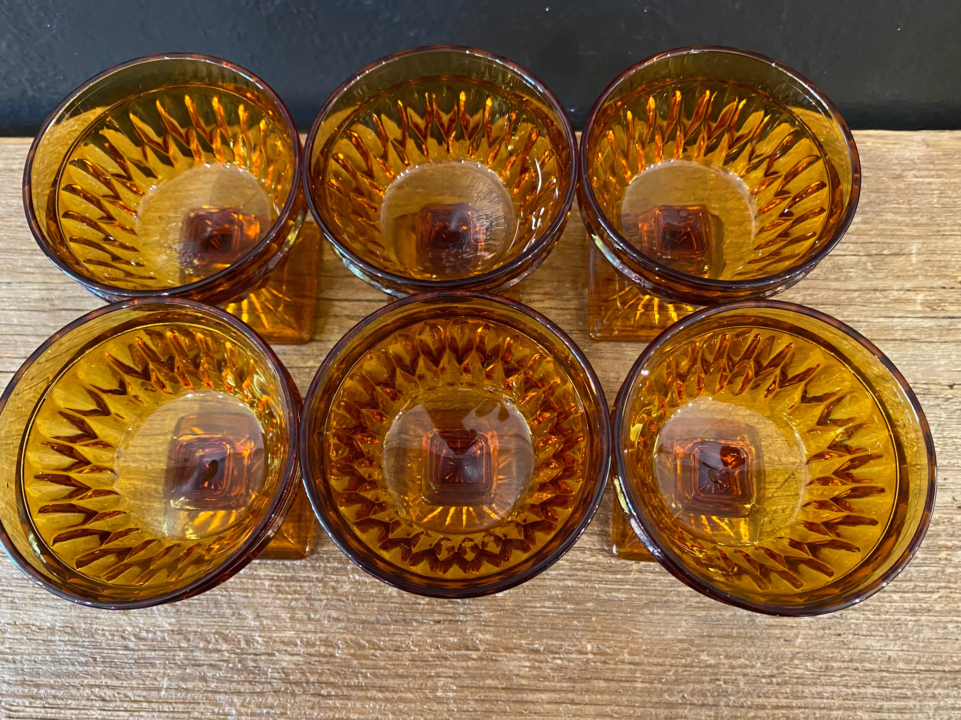 Amber Pedestal Glasses | Set Of Six