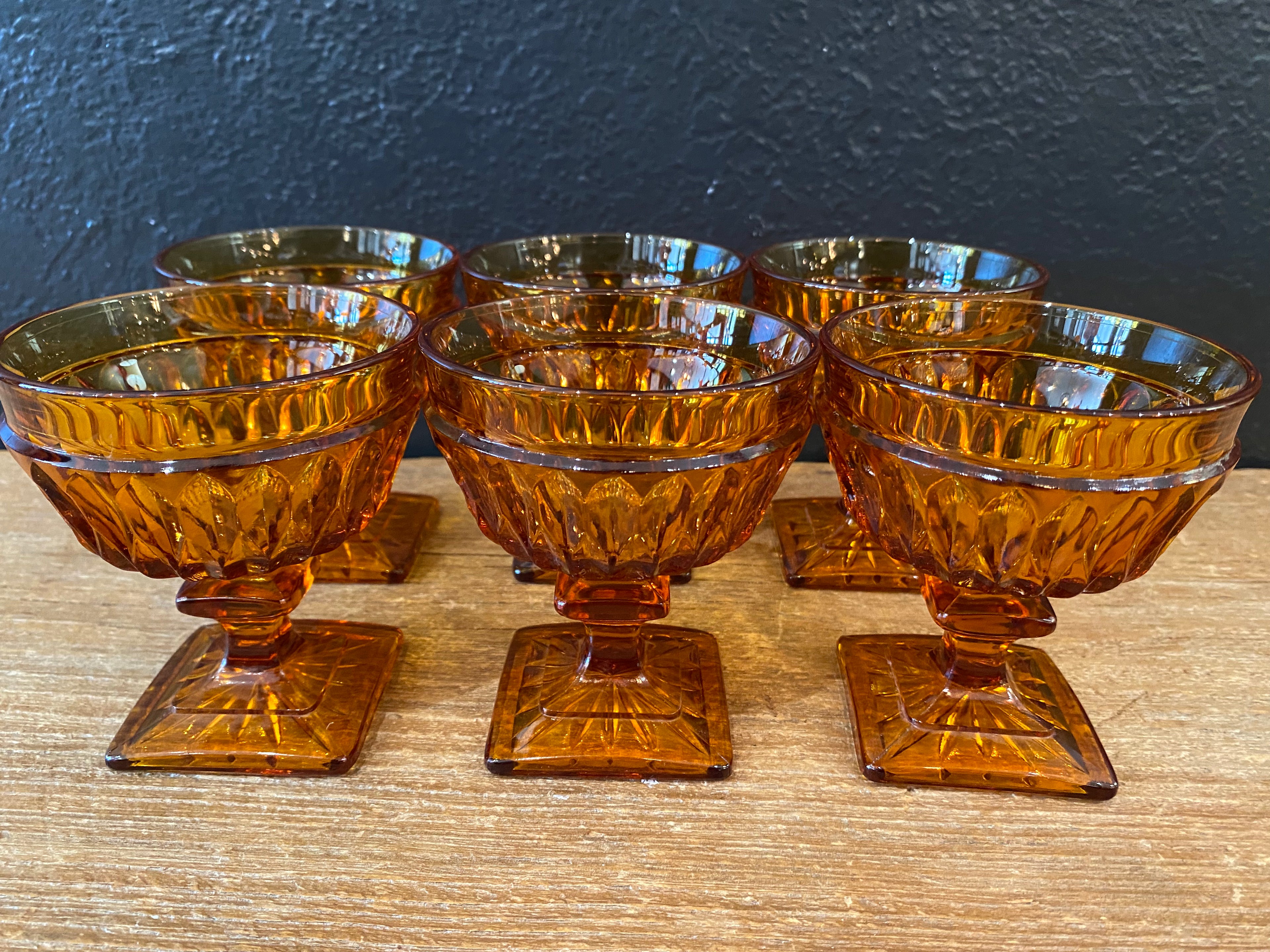 Amber Pedestal Glasses | Set Of Six