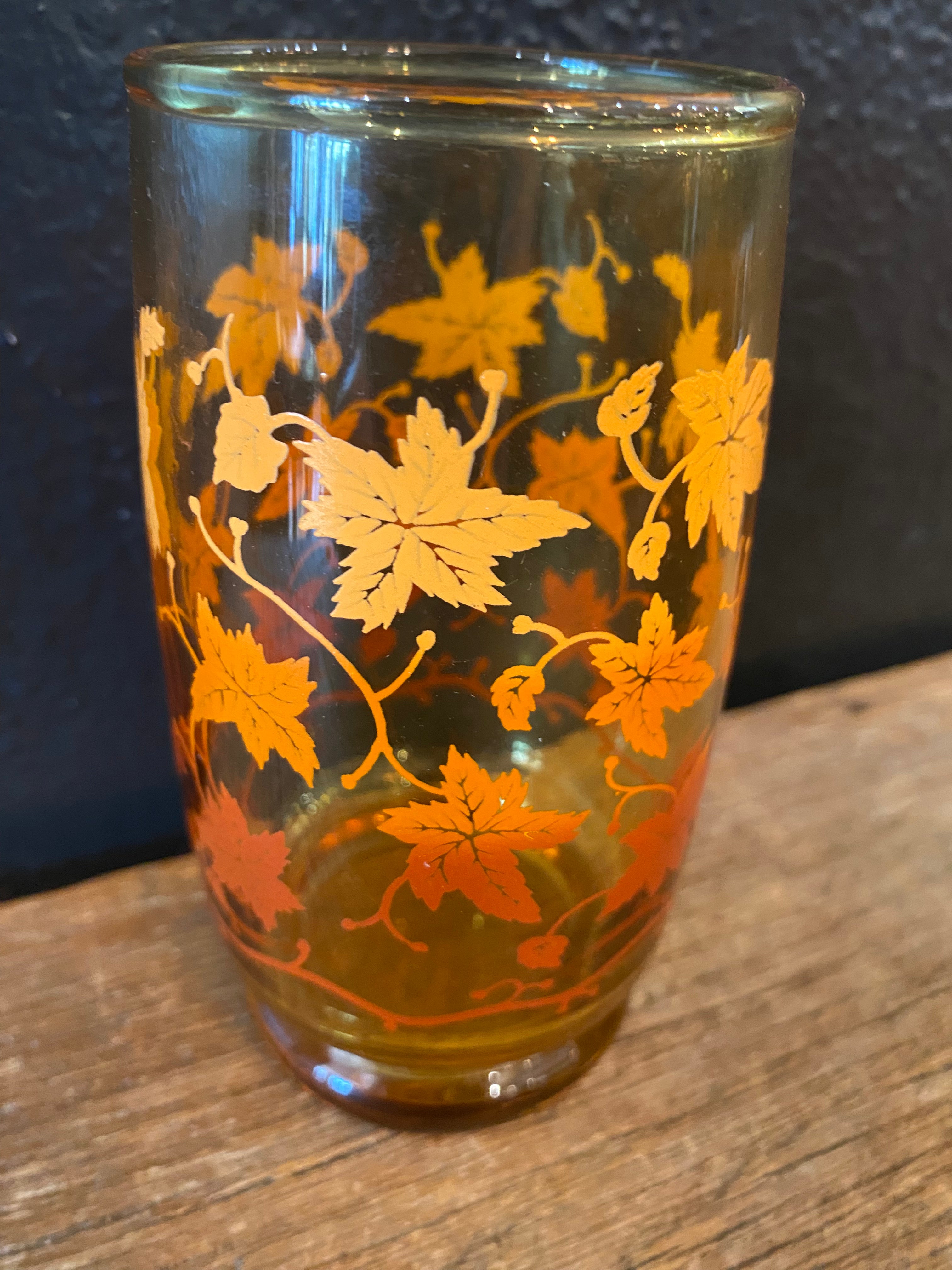 Autumn Leaves Amber Glasses | Set Of Six