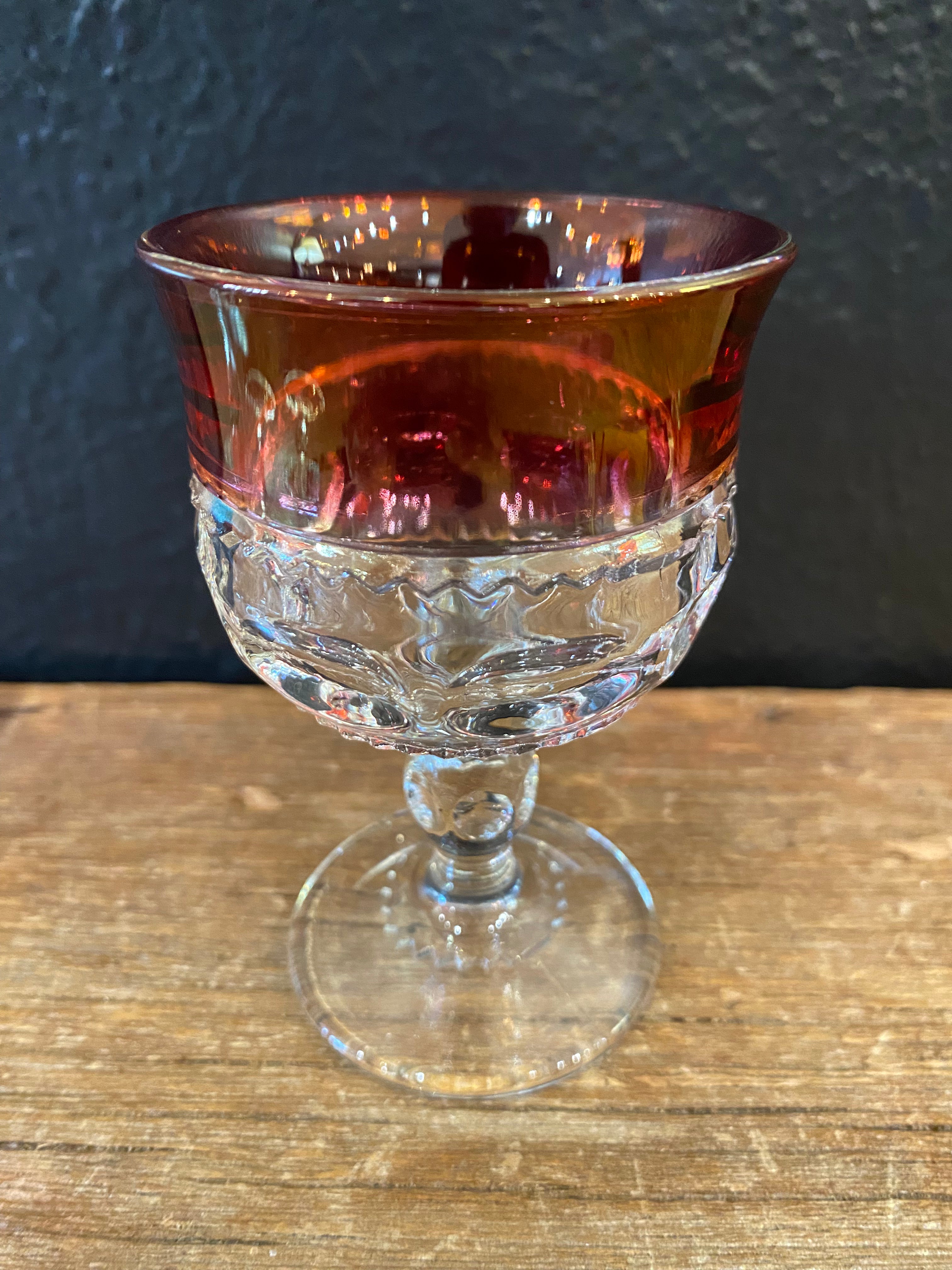 Tiffin King Crown Ruby Thumbprint Glasses | Set Of Four