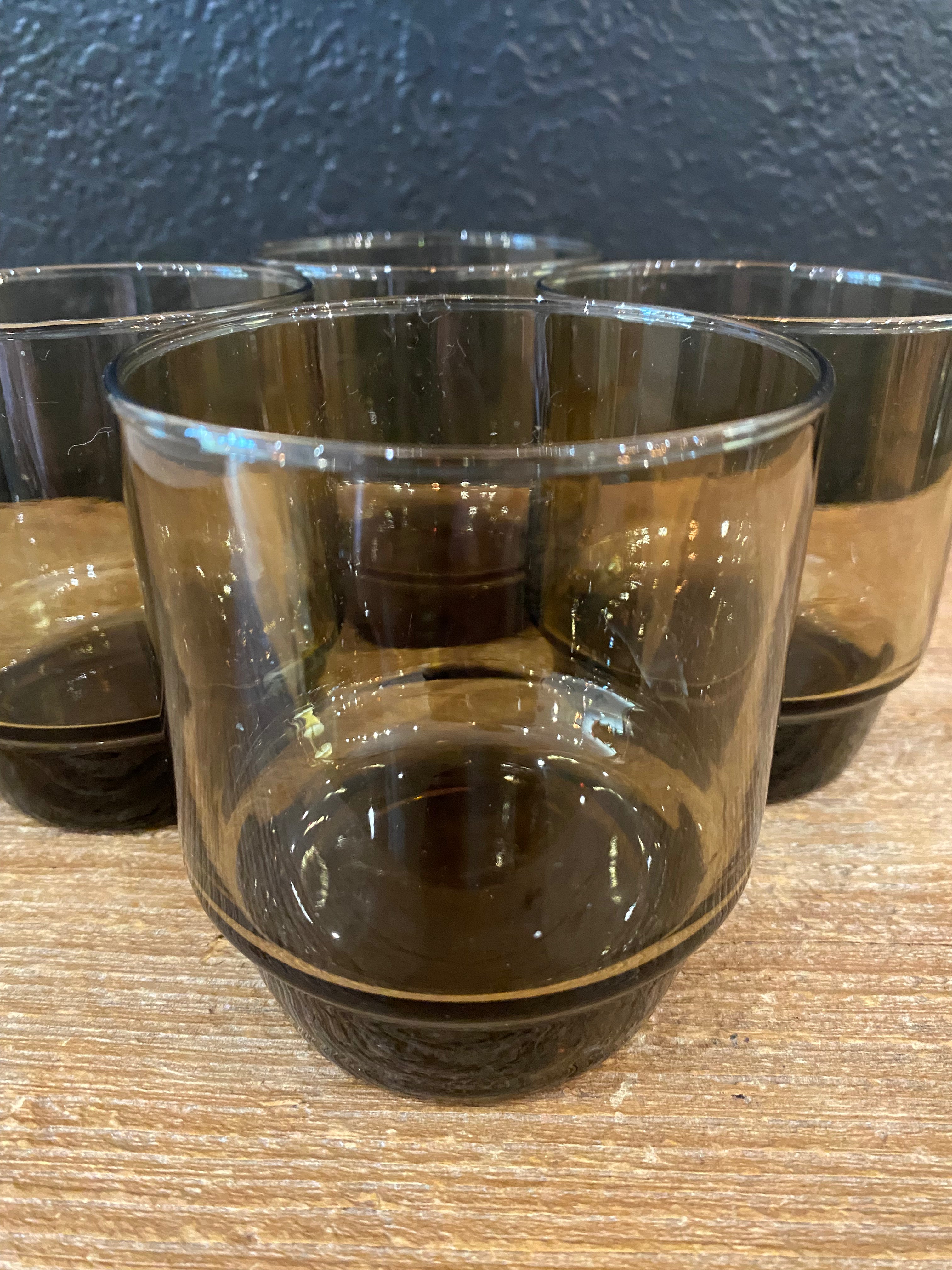 Vintage Smoky Brown Rocks Glasses