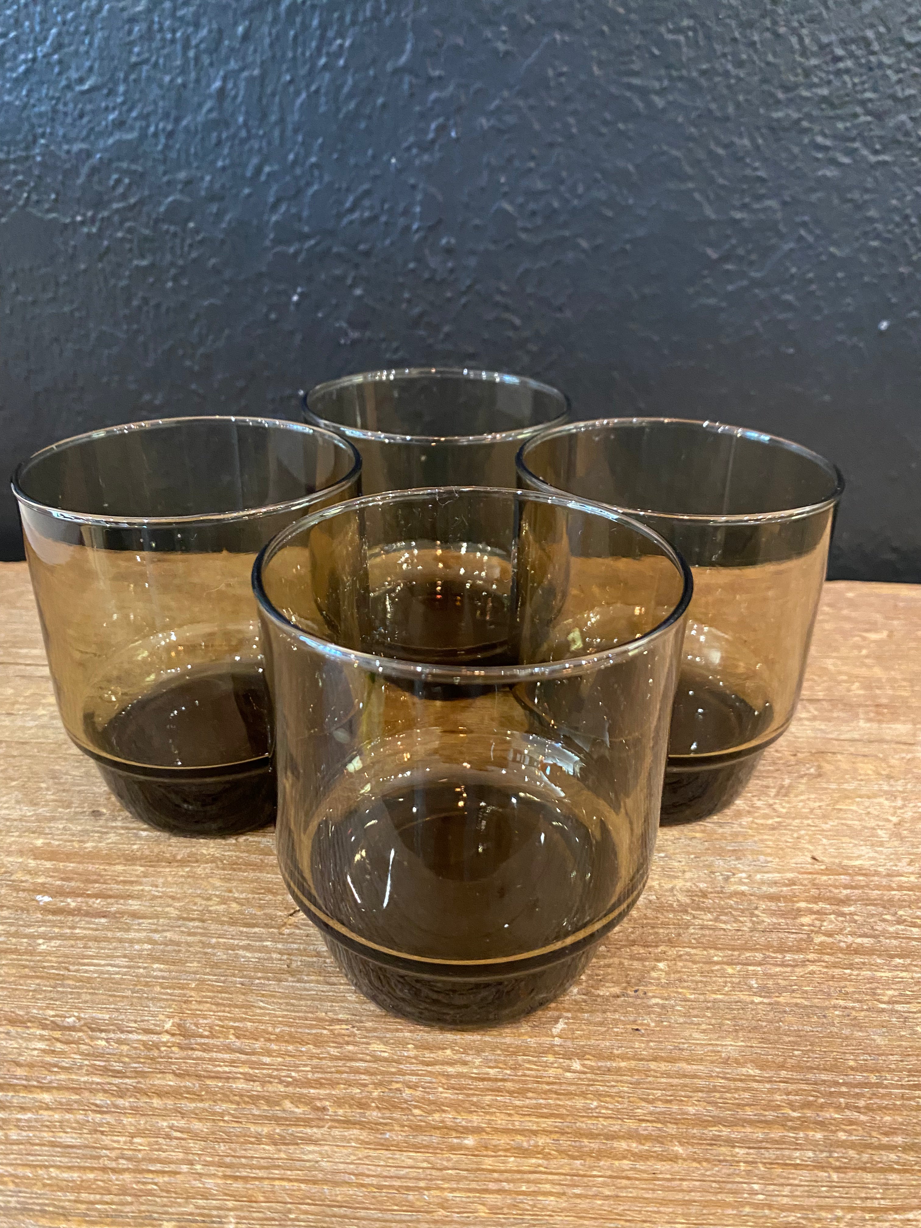 Vintage Smoky Brown Rocks Glasses