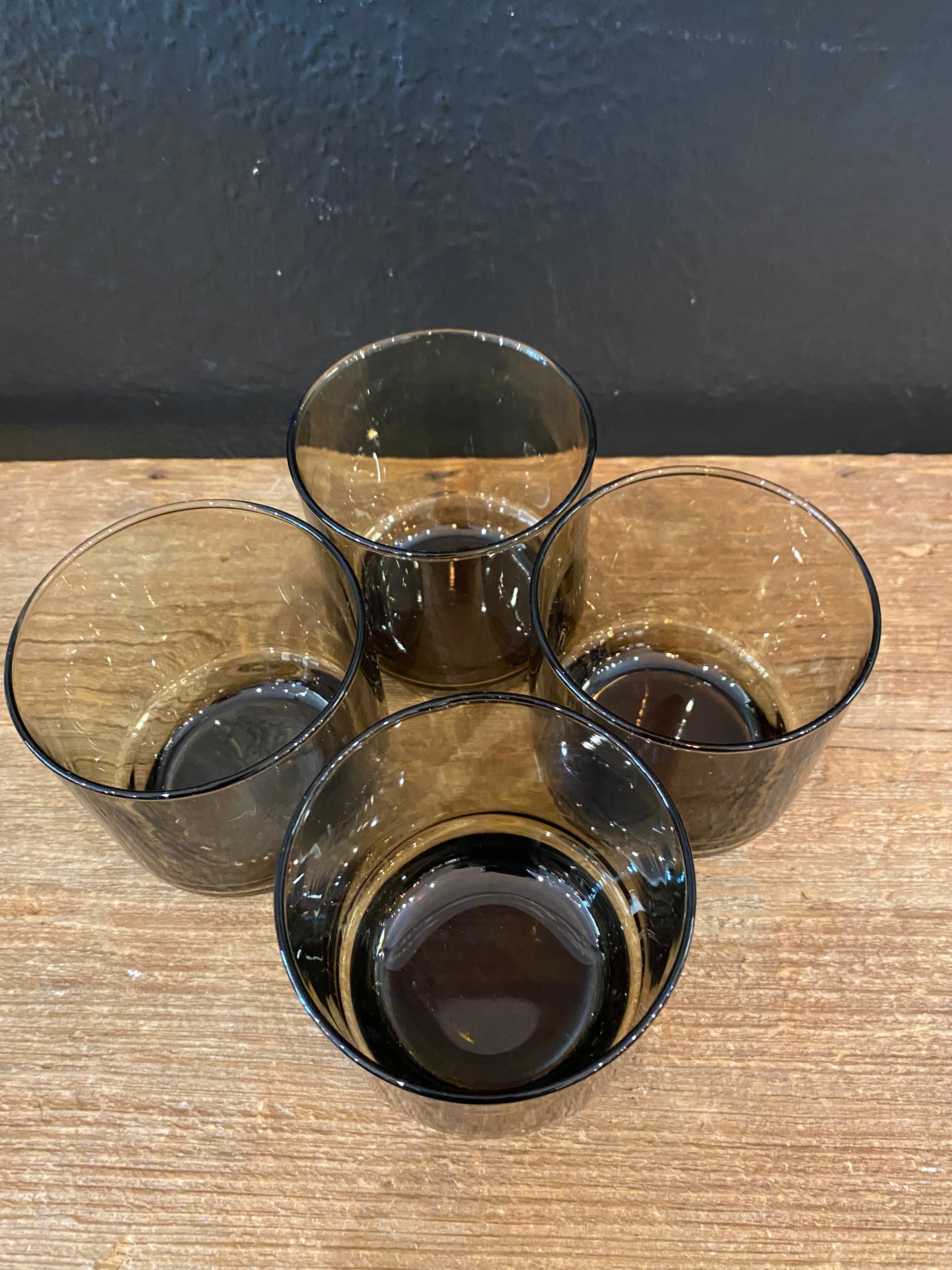 Vintage Smoky Brown Rocks Glasses
