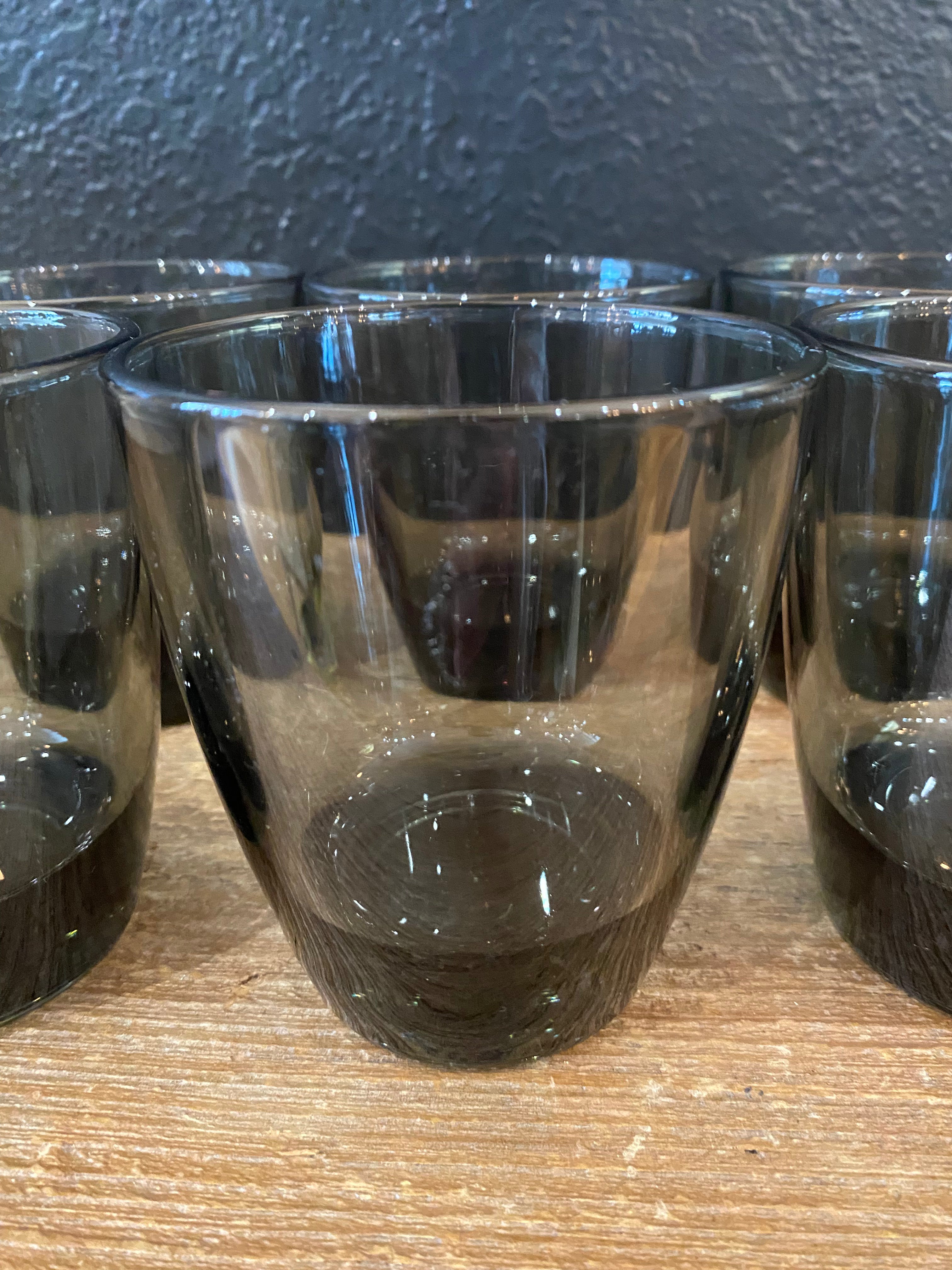 Vintage Smoky Gray Rocks Glasses
