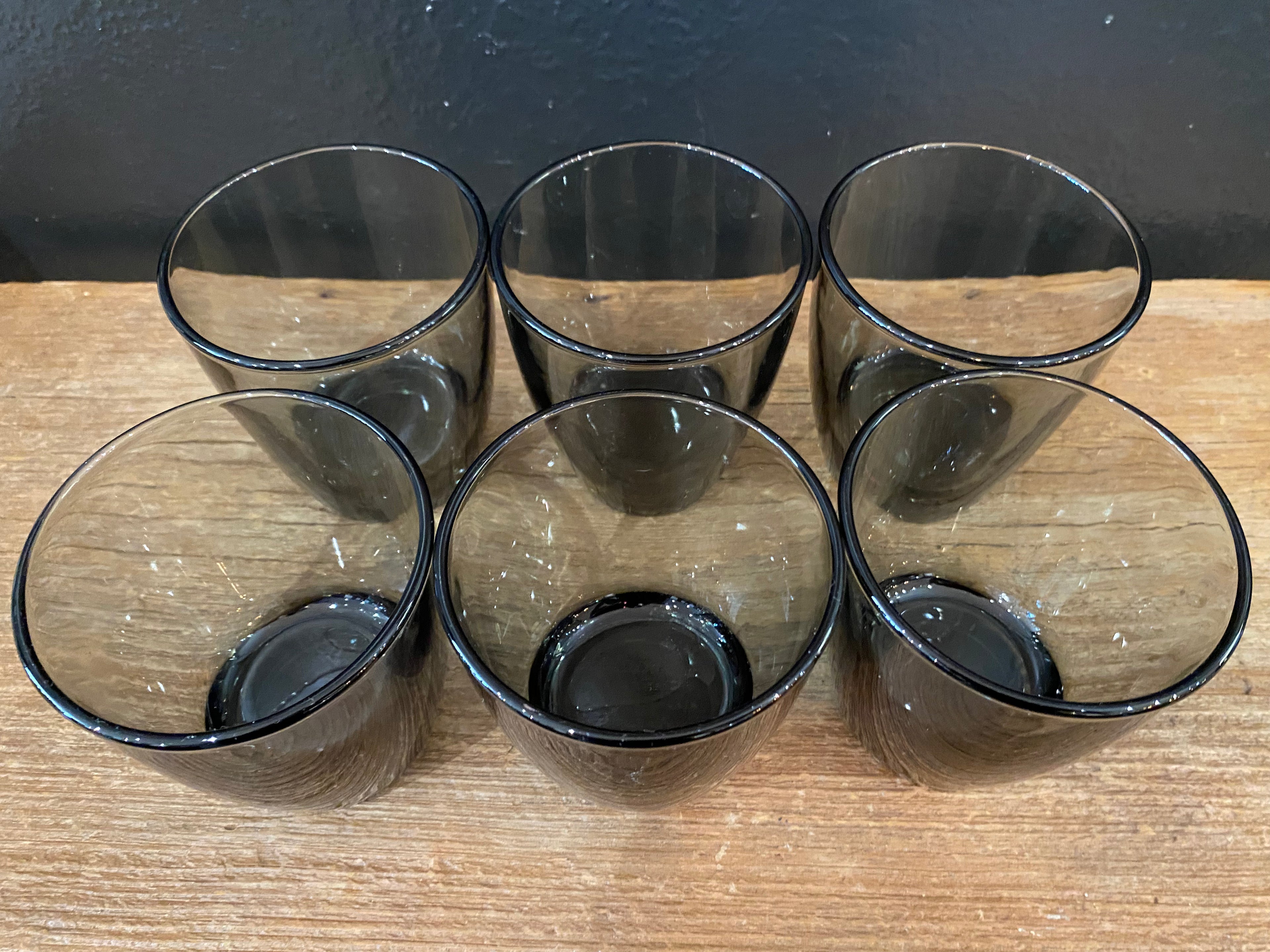 Vintage Smoky Gray Rocks Glasses