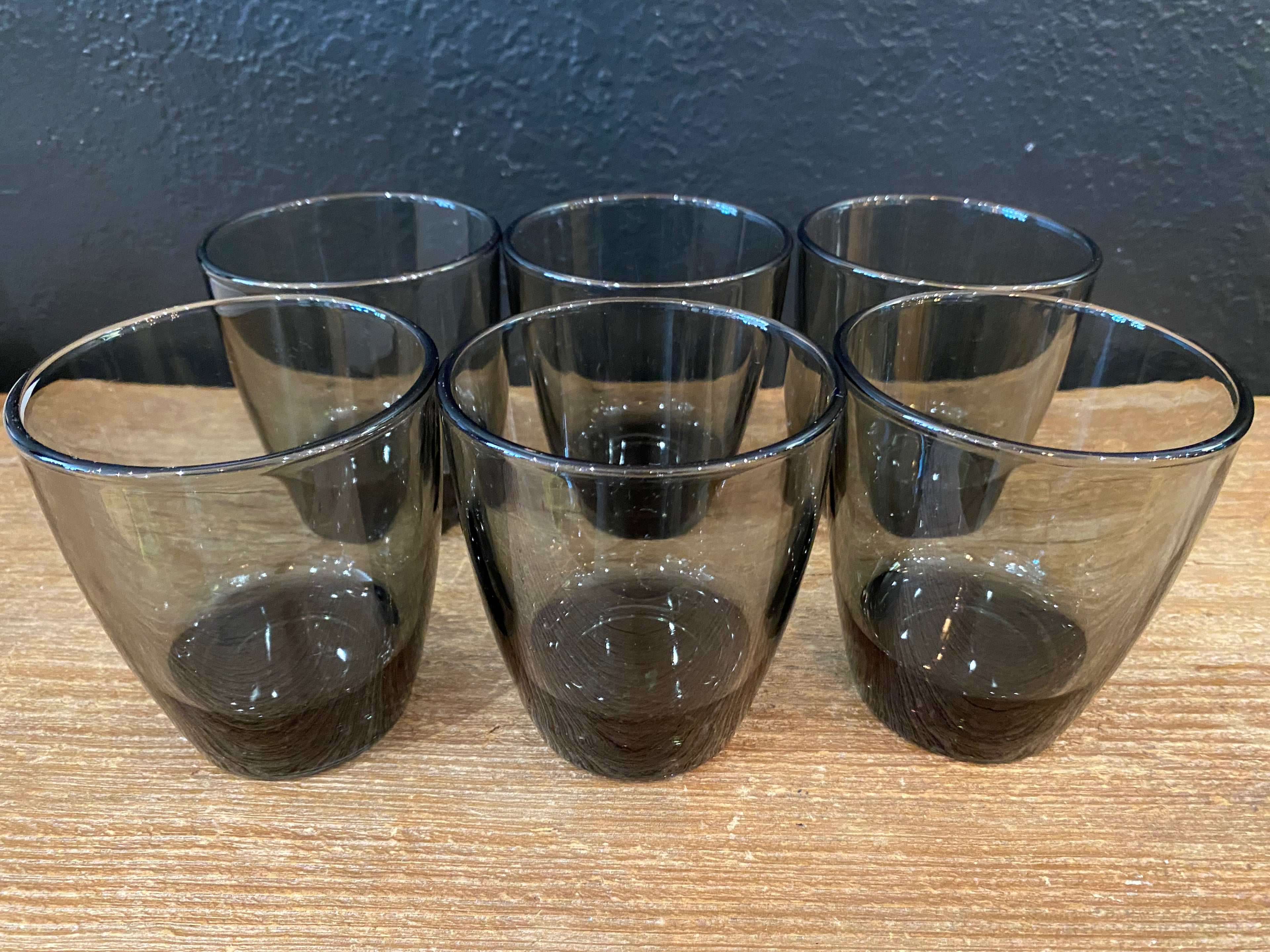 Vintage Smoky Gray Rocks Glasses