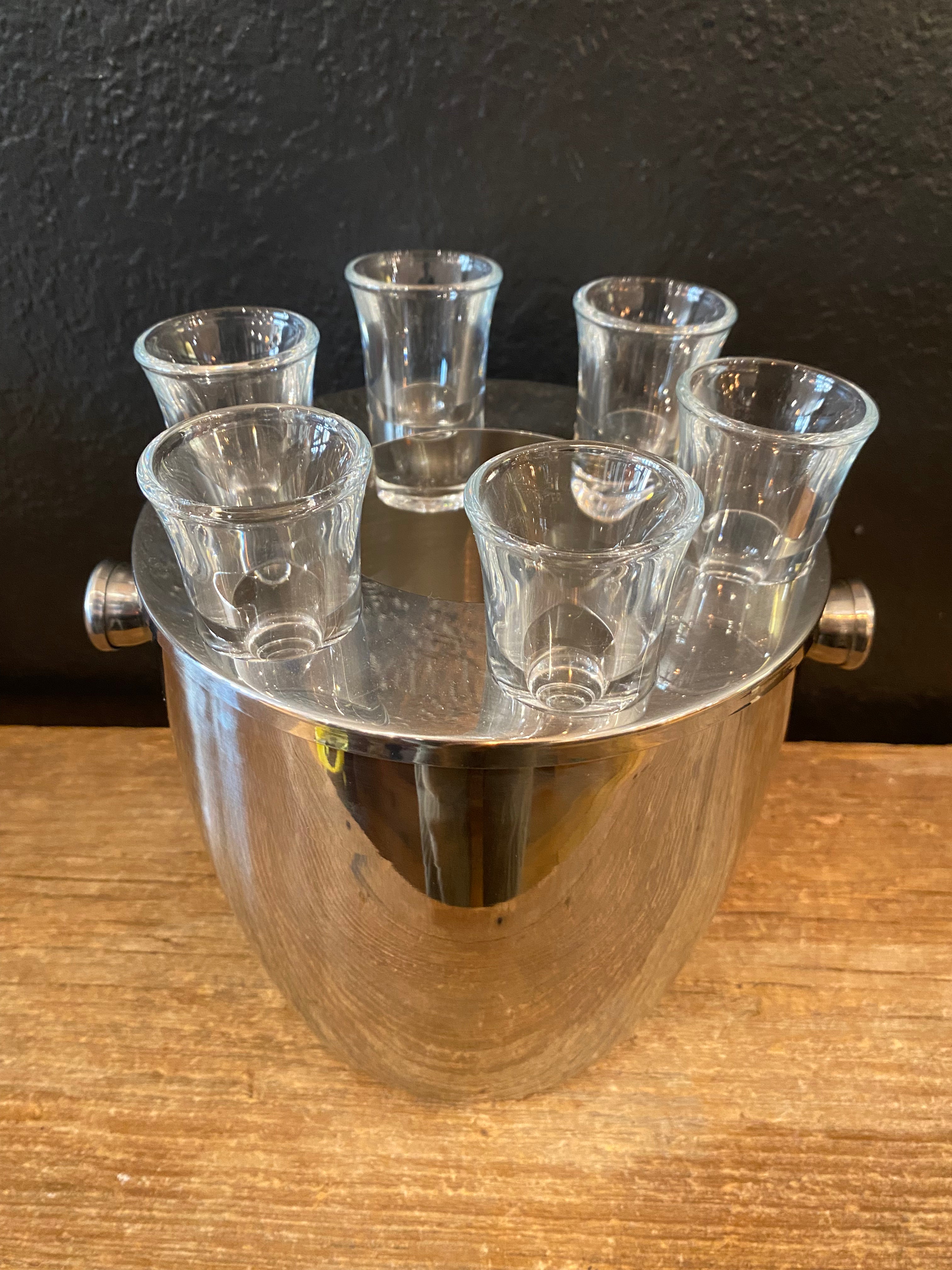 Ice Bucket With Built In Shot Glasses