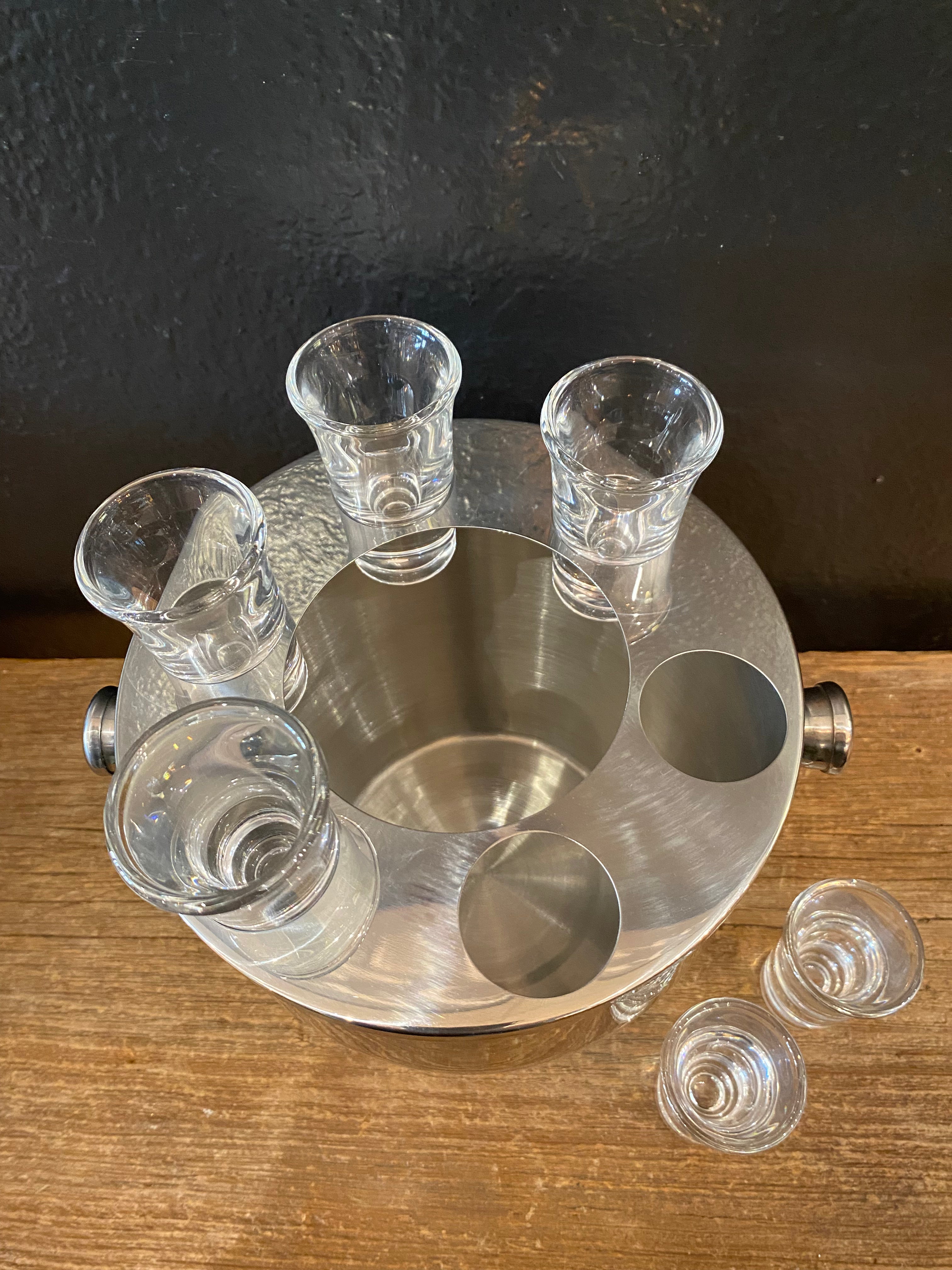 Ice Bucket With Built In Shot Glasses