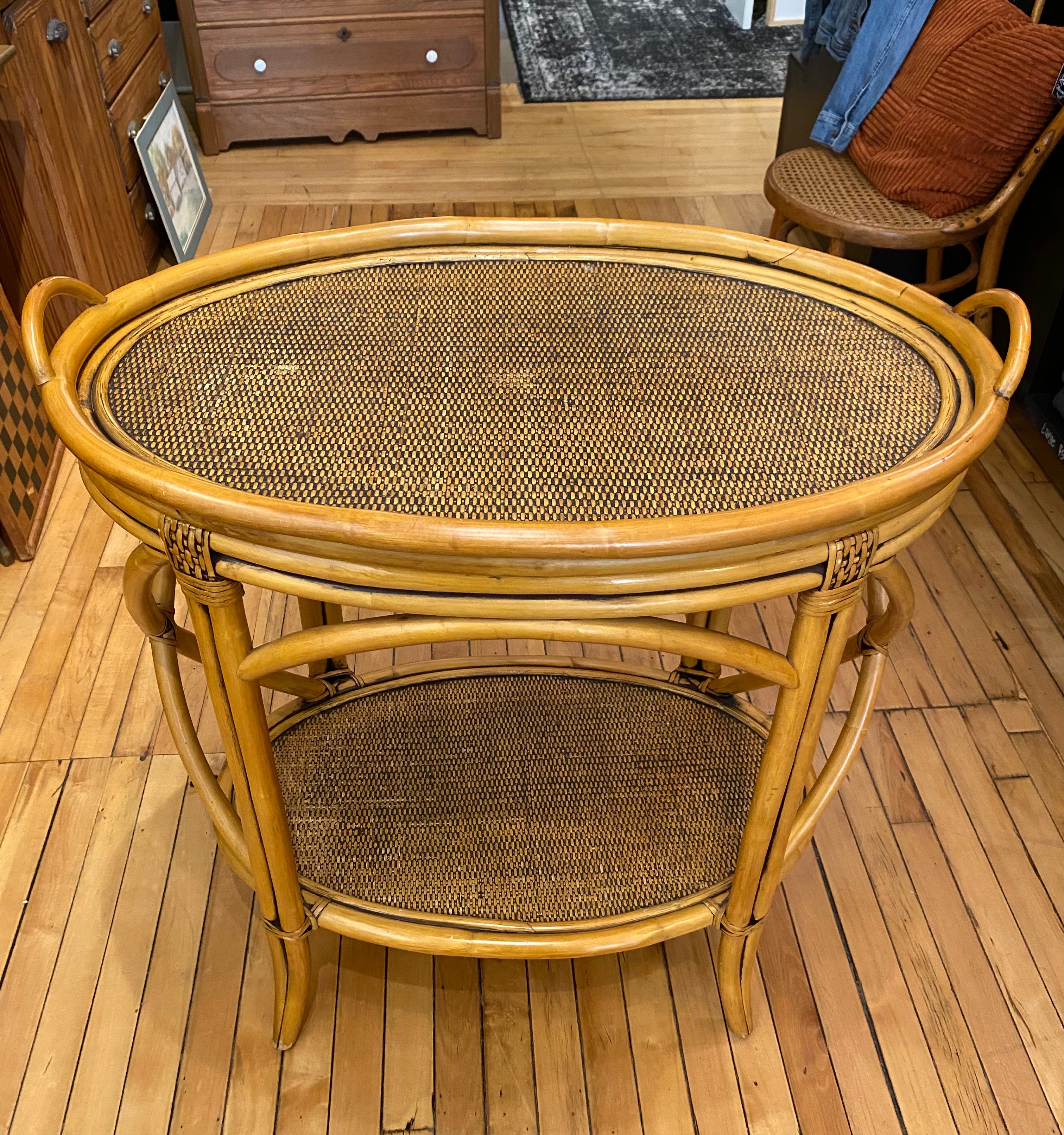 Vintage Rattan Oval Table