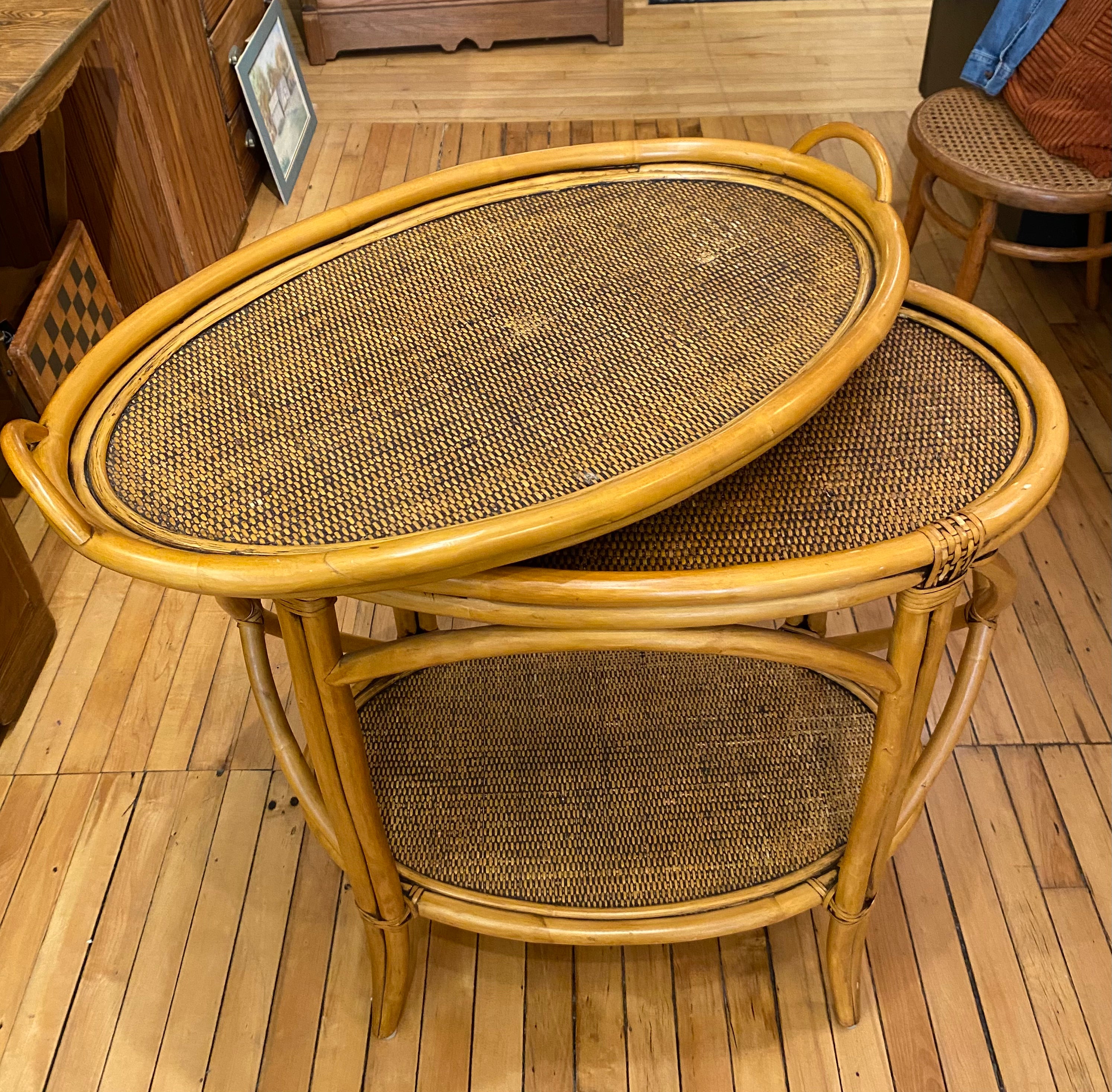 Vintage Rattan Oval Table