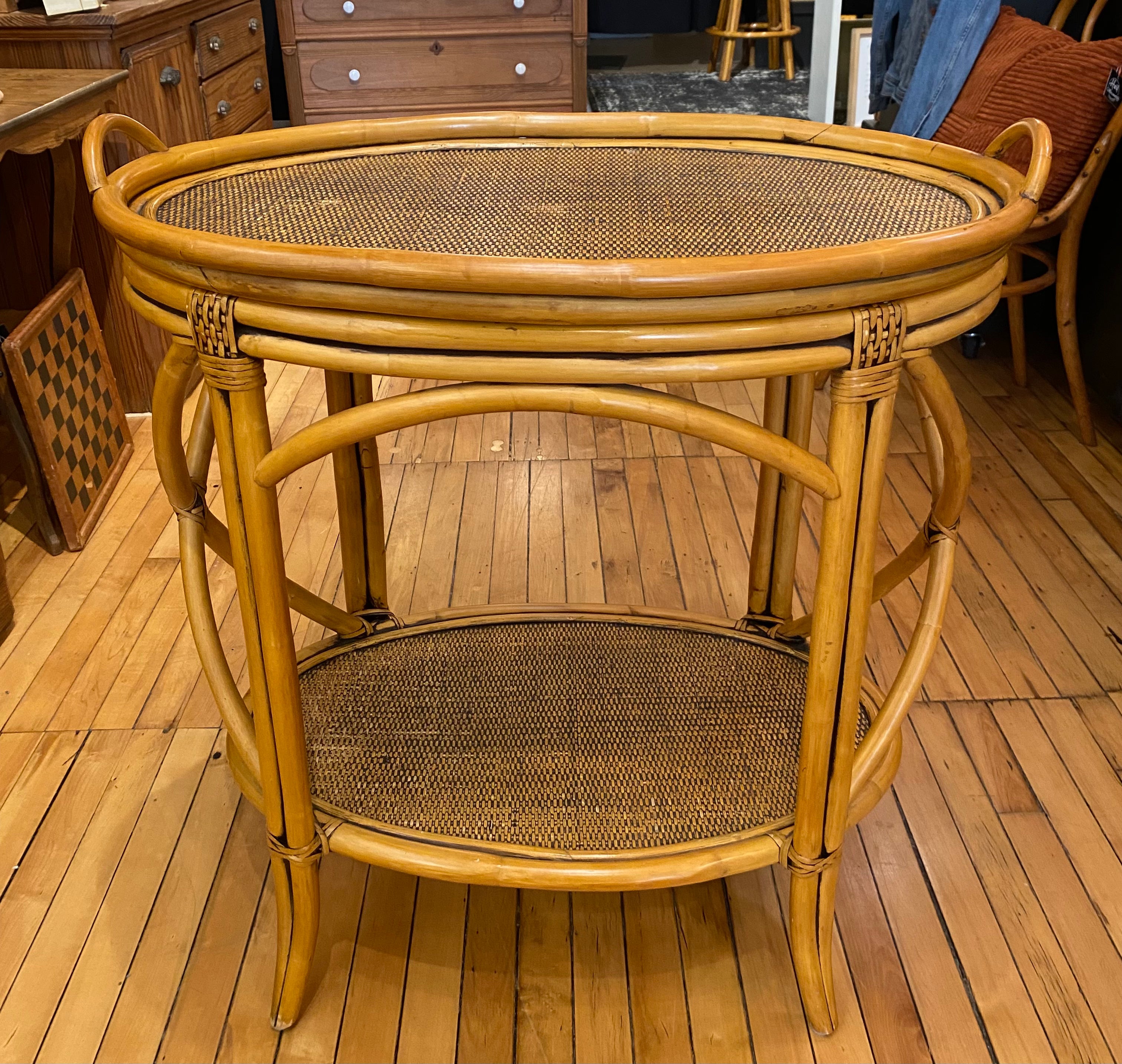 Vintage Rattan Oval Table