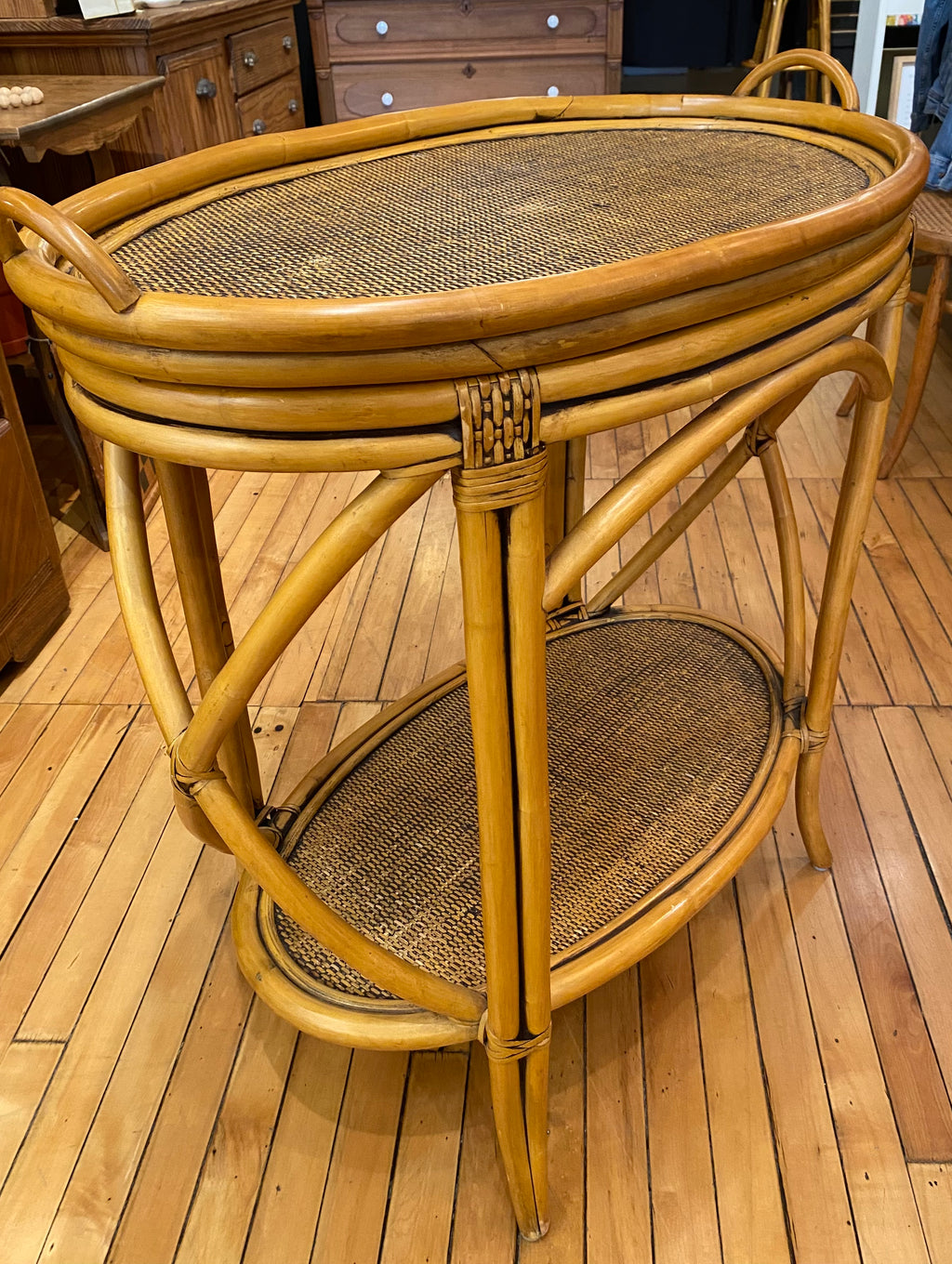 Vintage Rattan Oval Table