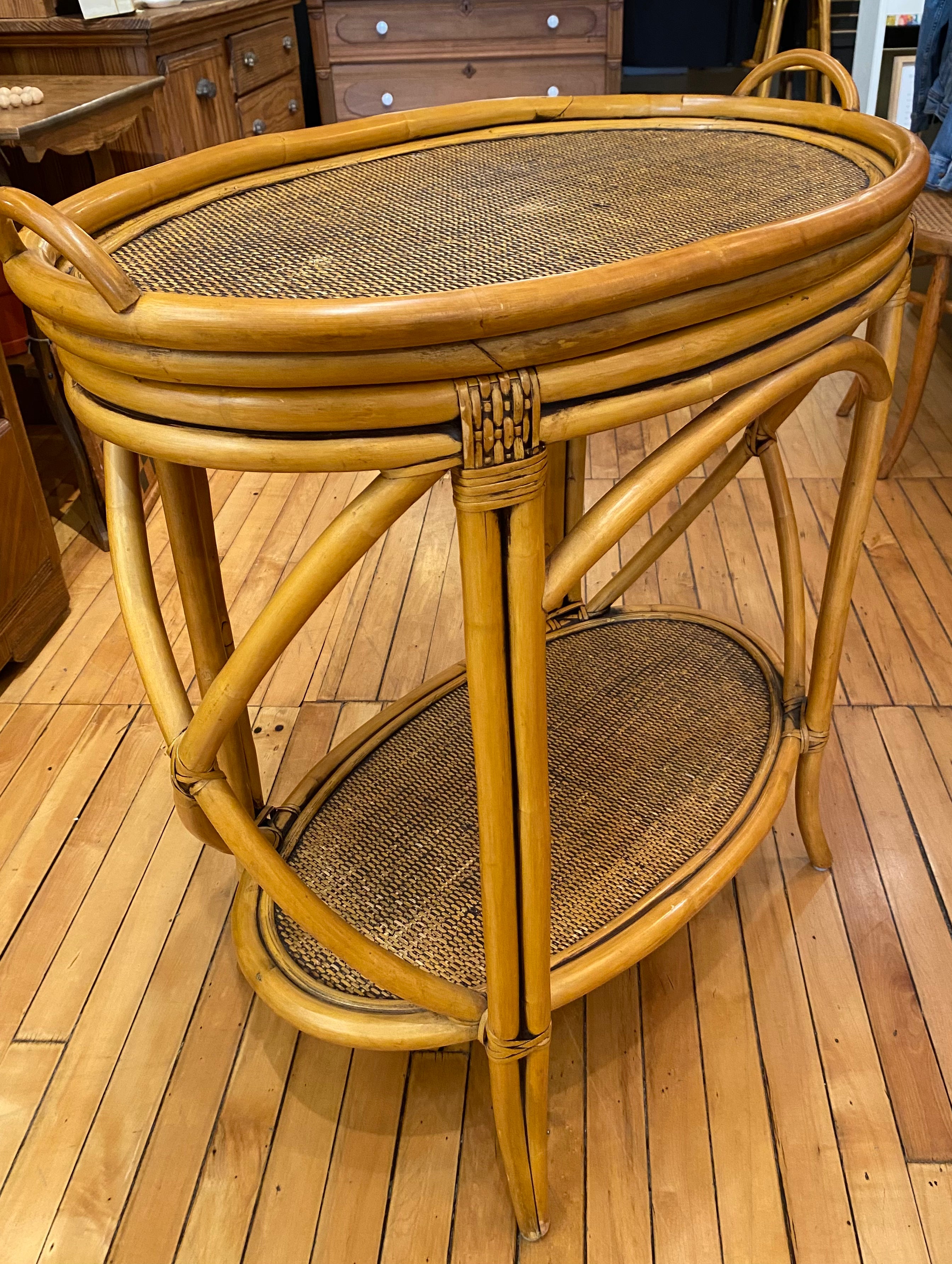 Vintage Rattan Oval Table