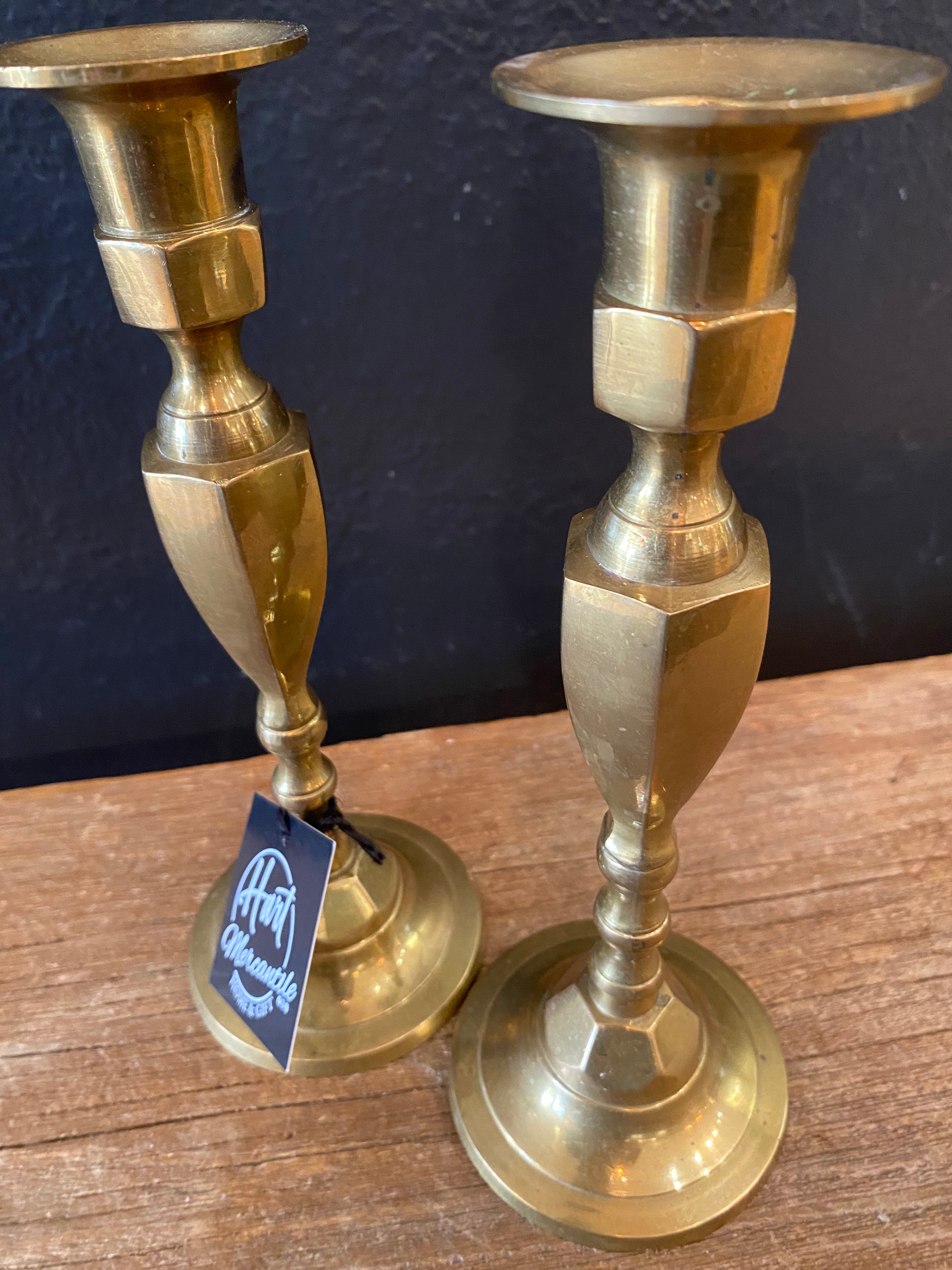Vintage Brass Candlesticks | Pair