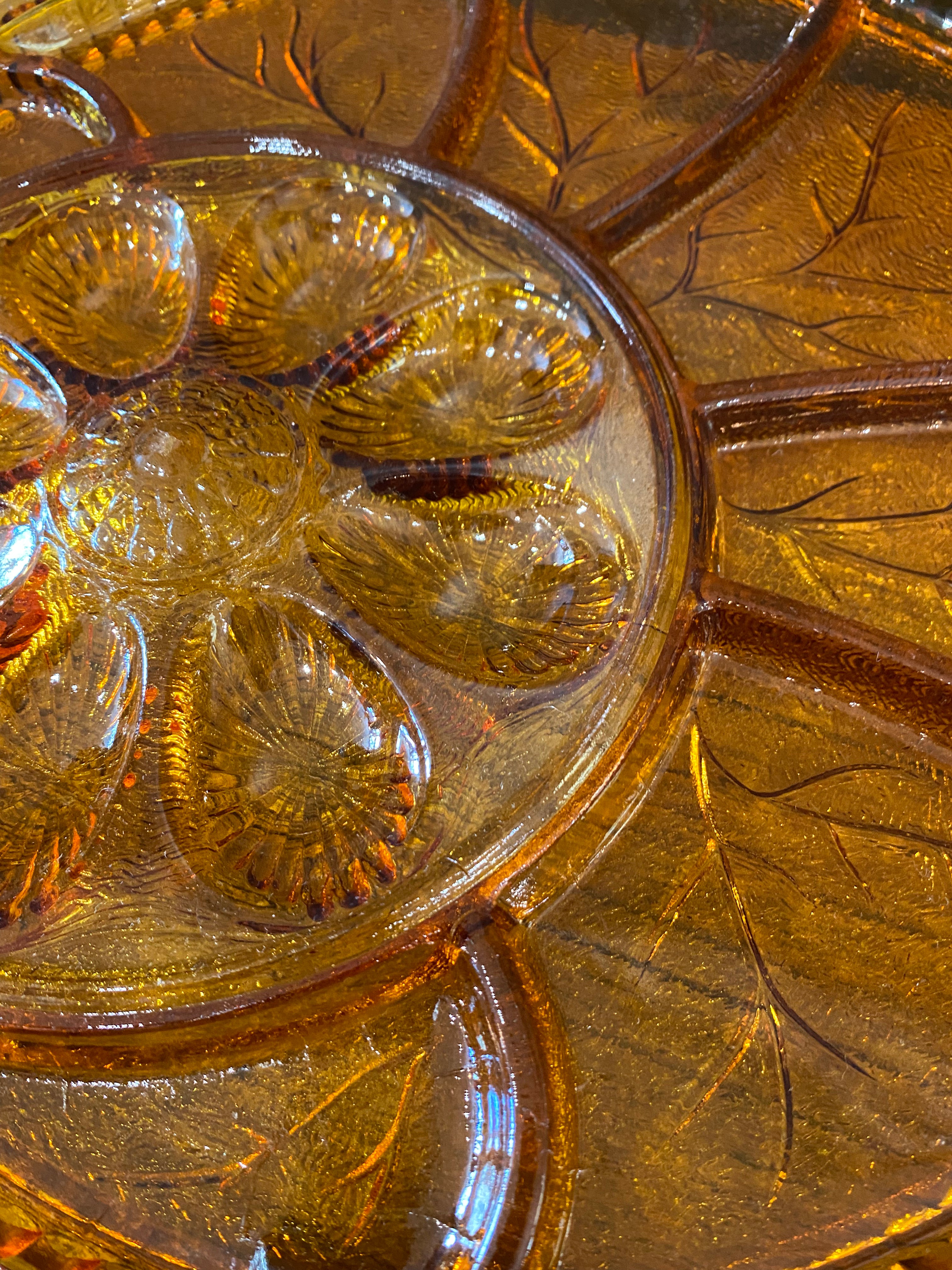 Amber Indiana Glass Egg/Serving Platter