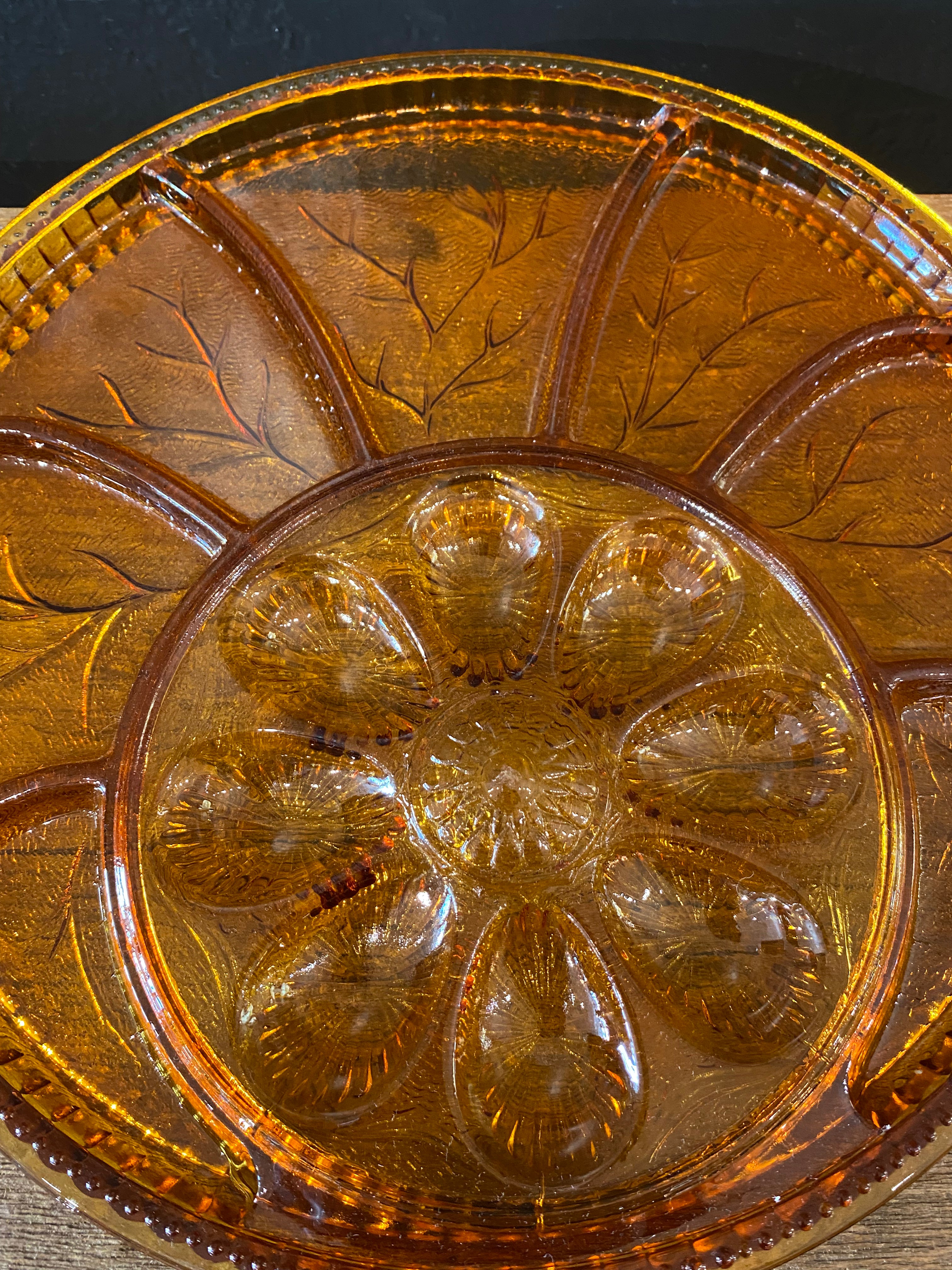 Amber Indiana Glass Egg/Serving Platter