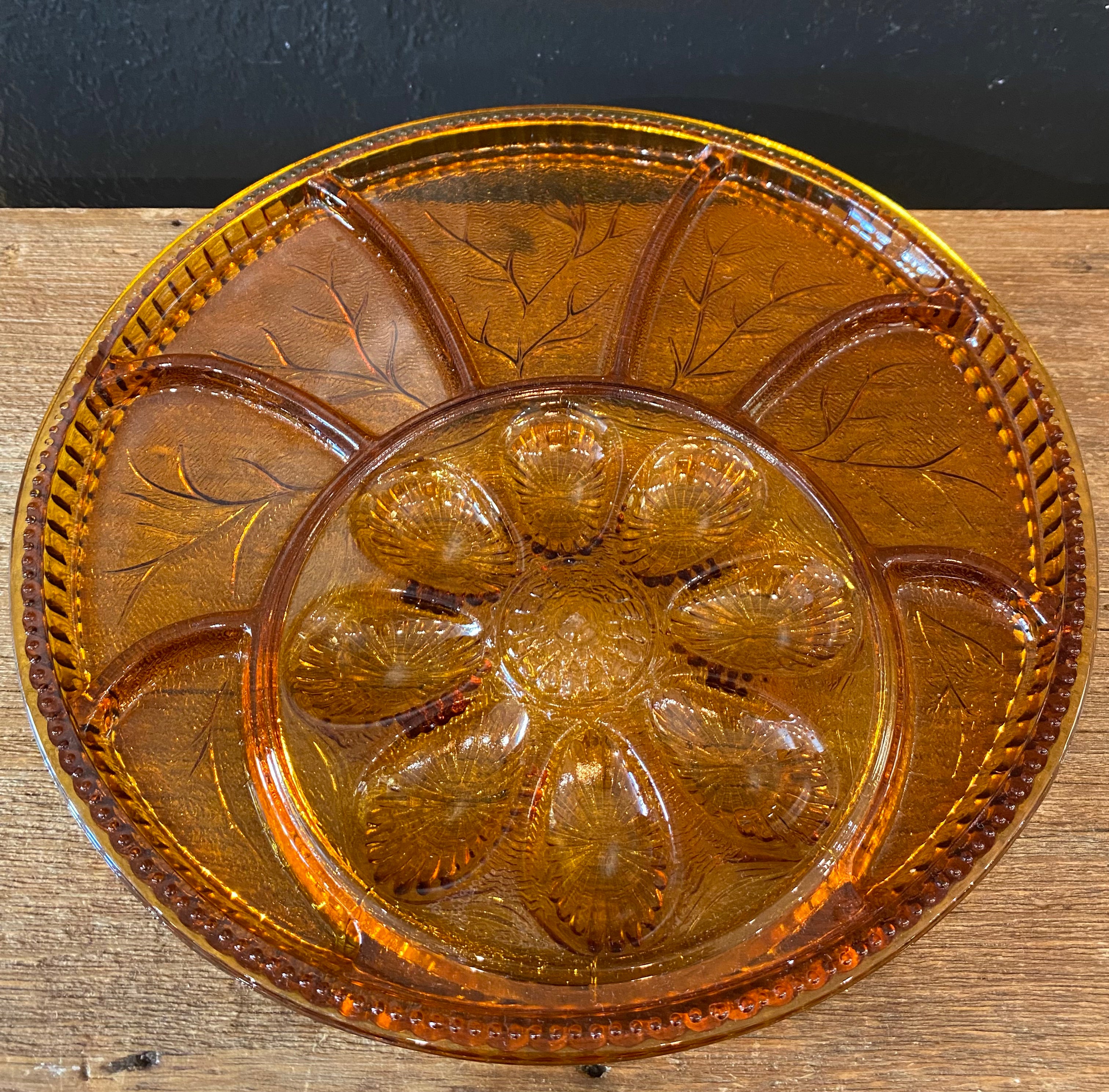 Amber Indiana Glass Egg/Serving Platter