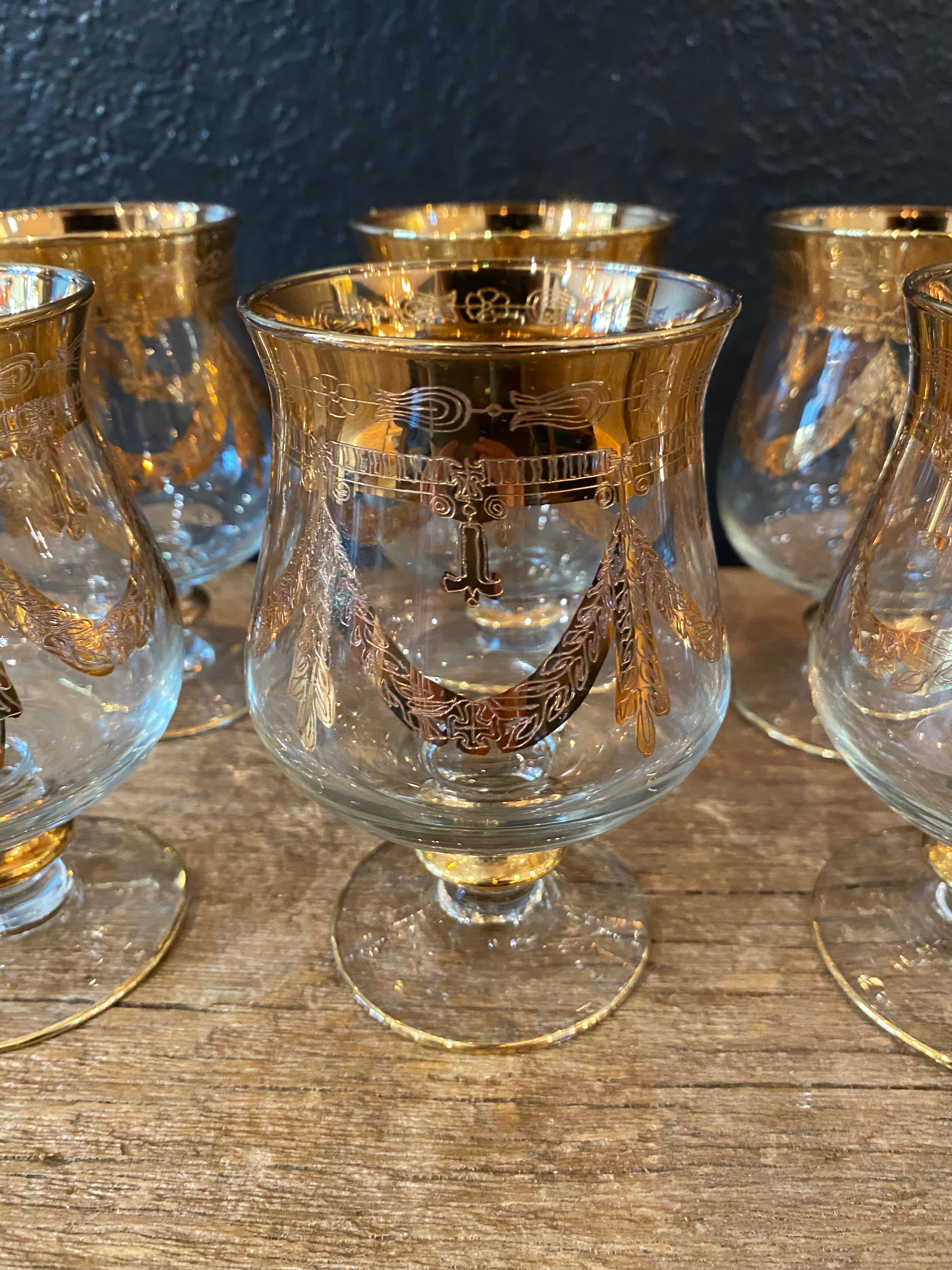 Vintage Vetri Artistici 24k Gold  Brandy Snifters | Set of 6