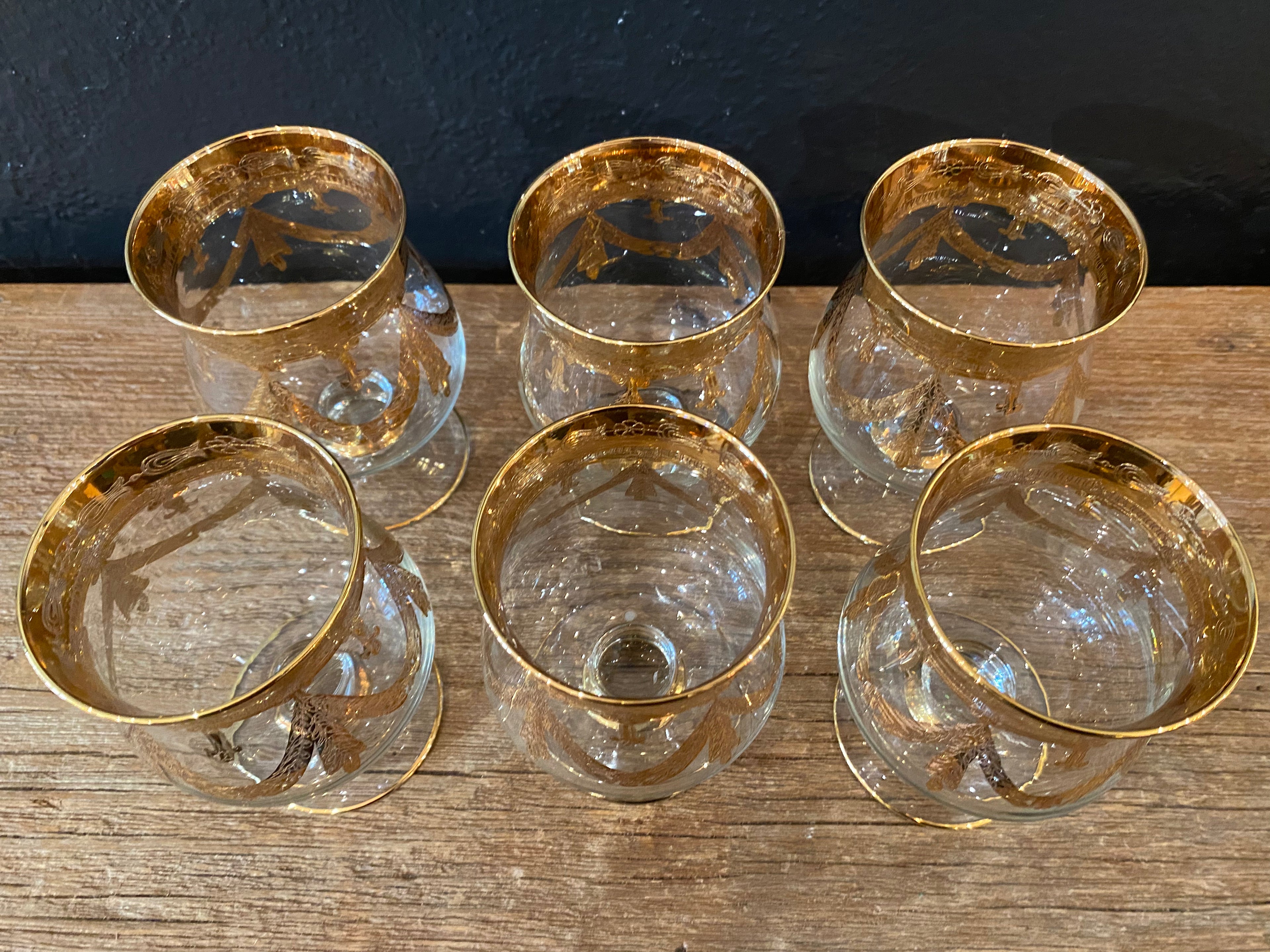 Vintage Vetri Artistici 24k Gold  Brandy Snifters | Set of 6