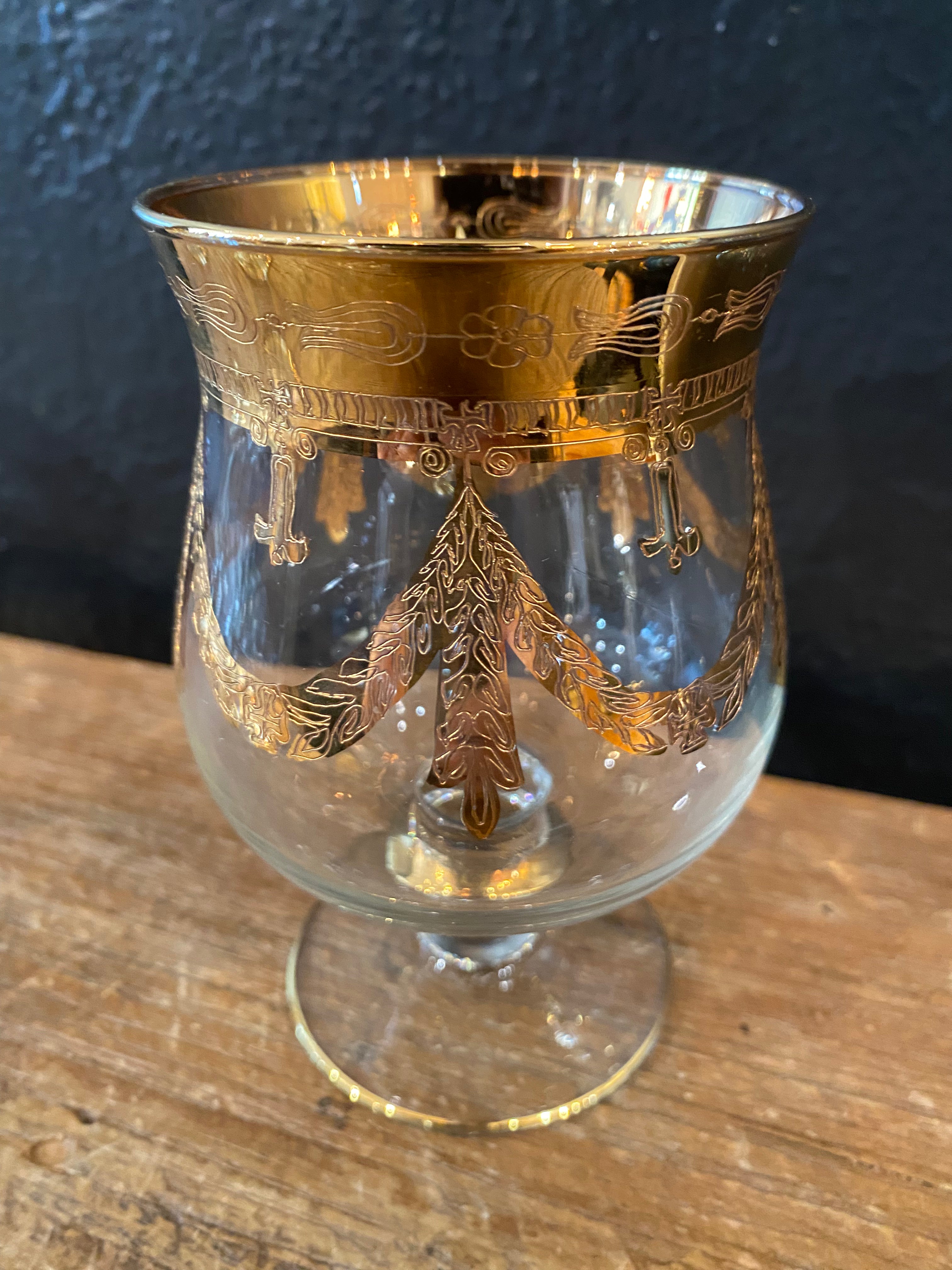 Vintage Vetri Artistici 24k Gold  Brandy Snifters | Set of 6