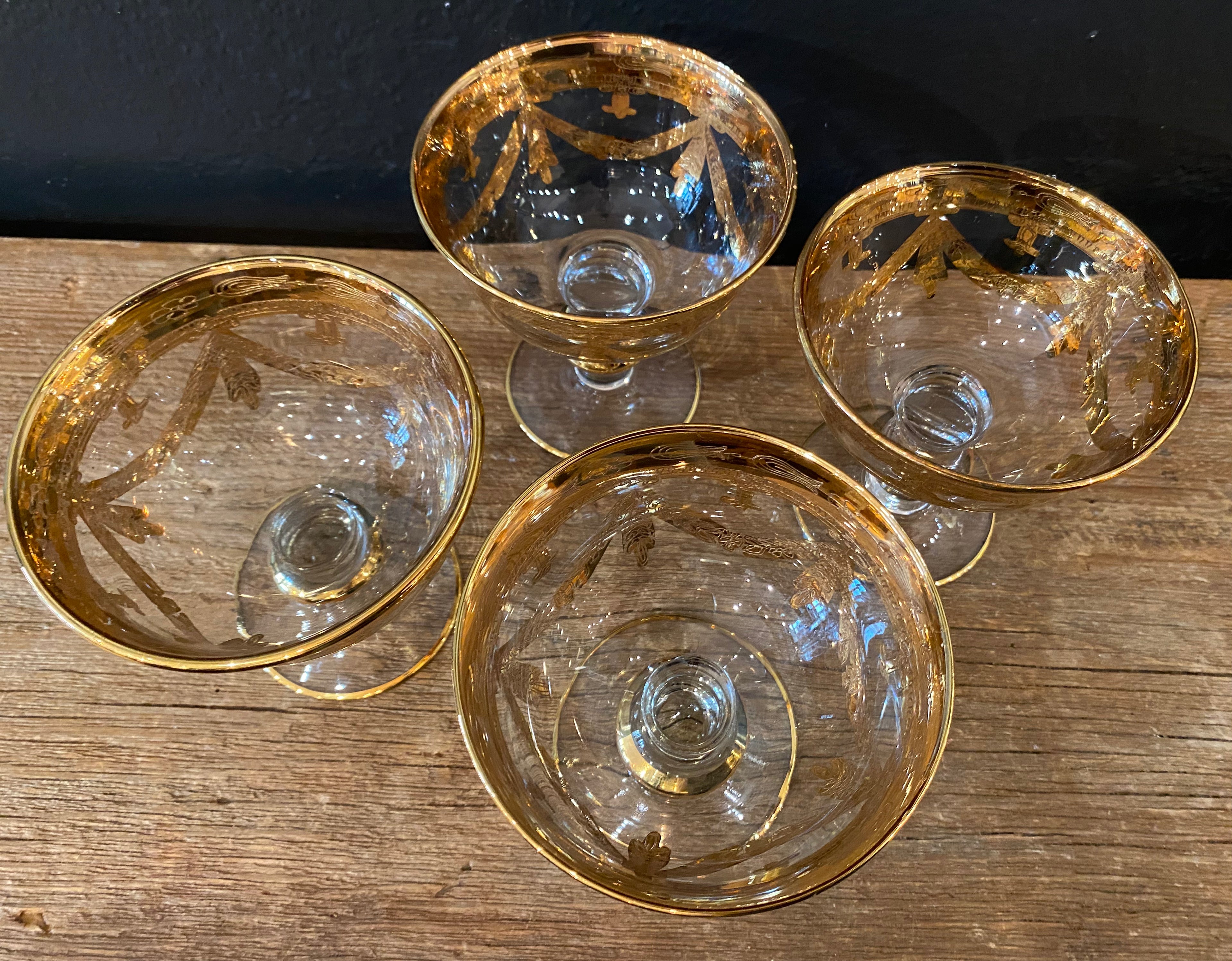 Vintage Vetri Artistici 24k Gold Fruit Bowls | Set of 4