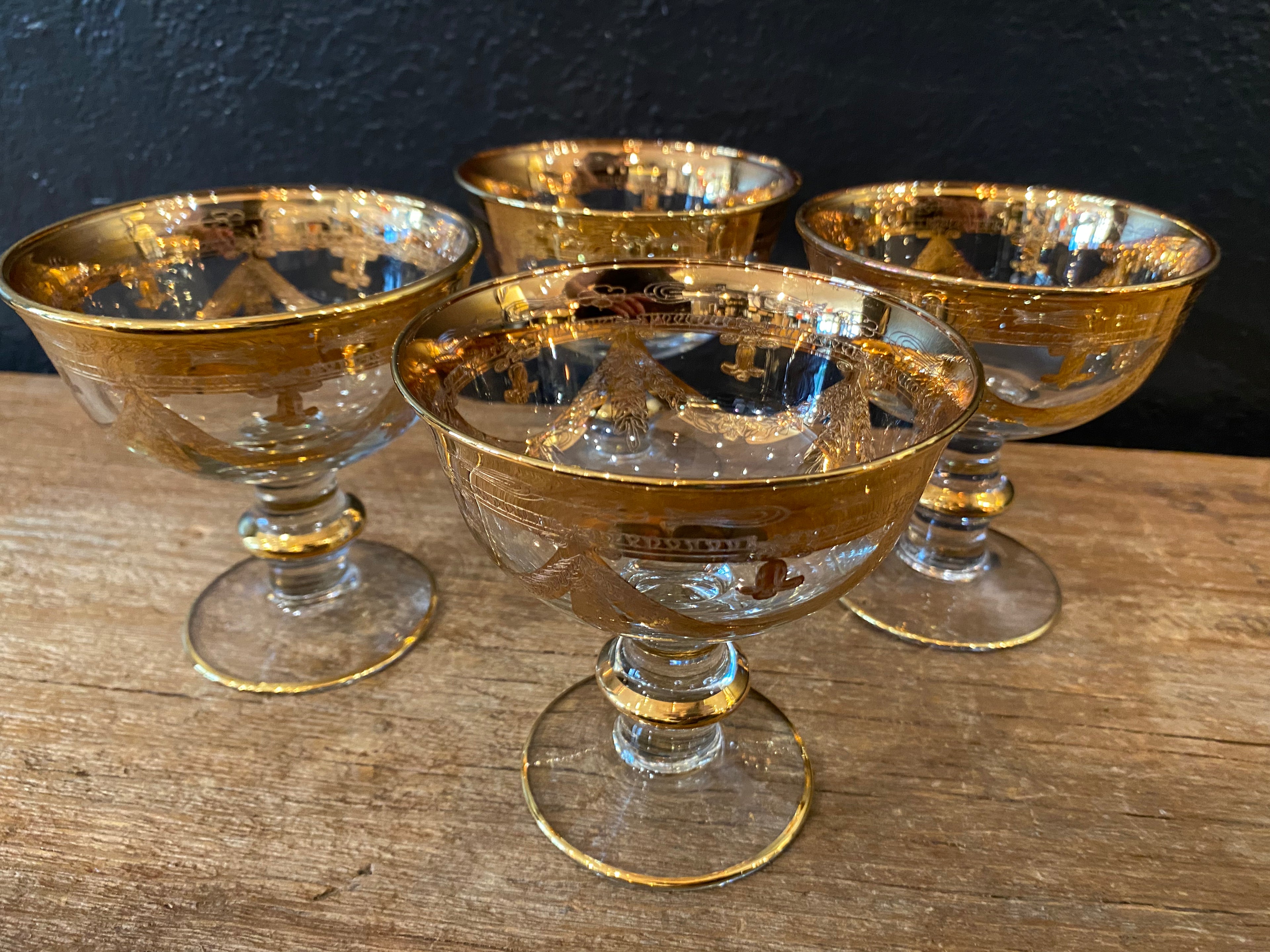 Vintage Vetri Artistici 24k Gold Fruit Bowls | Set of 4