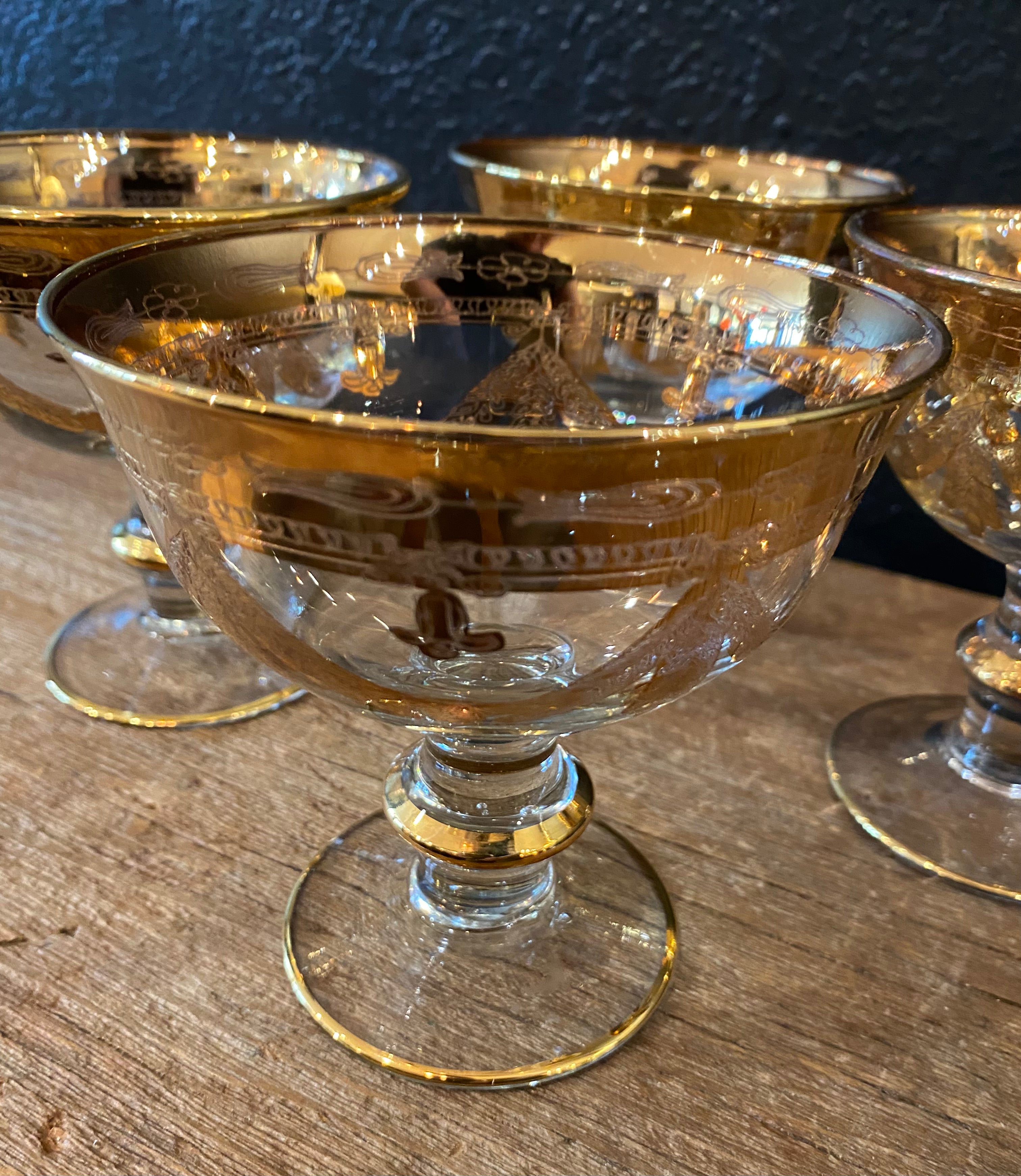 Vintage Vetri Artistici 24k Gold Fruit Bowls | Set of 4