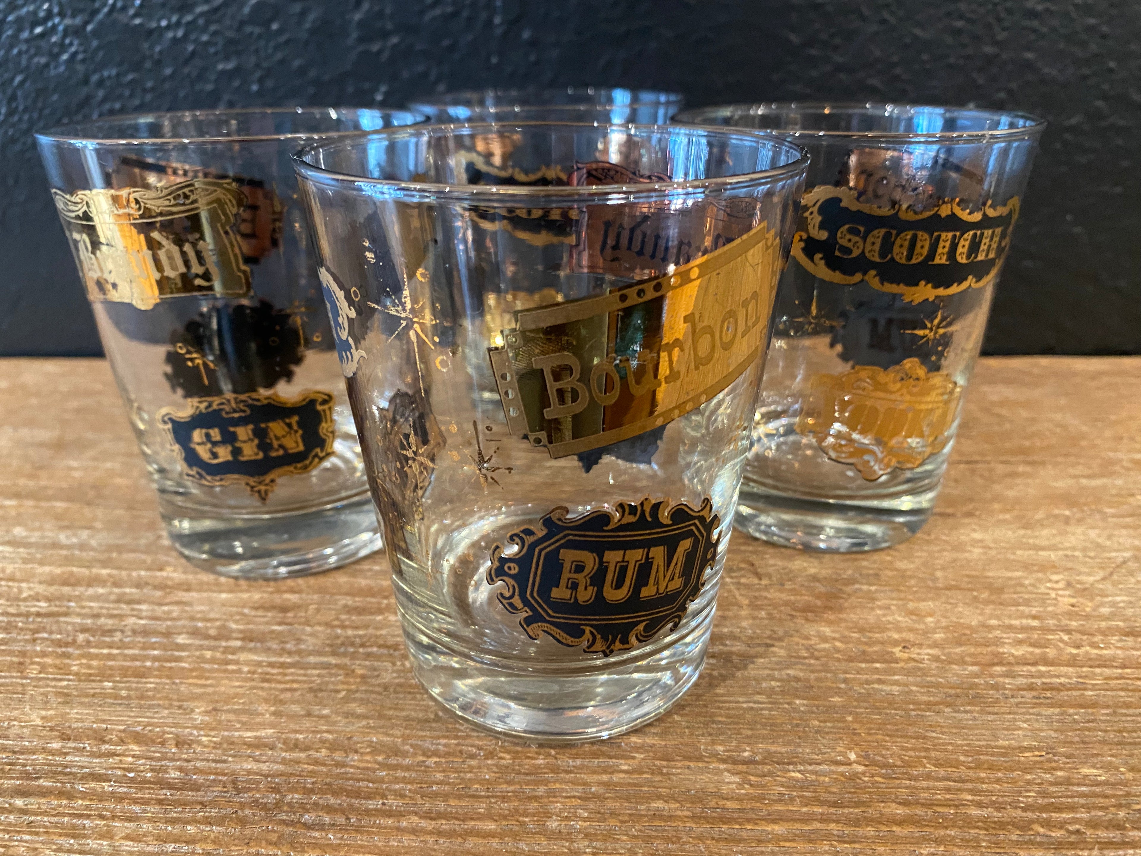 MCM Black & Gold Happy Hour Glasses | Set of 4