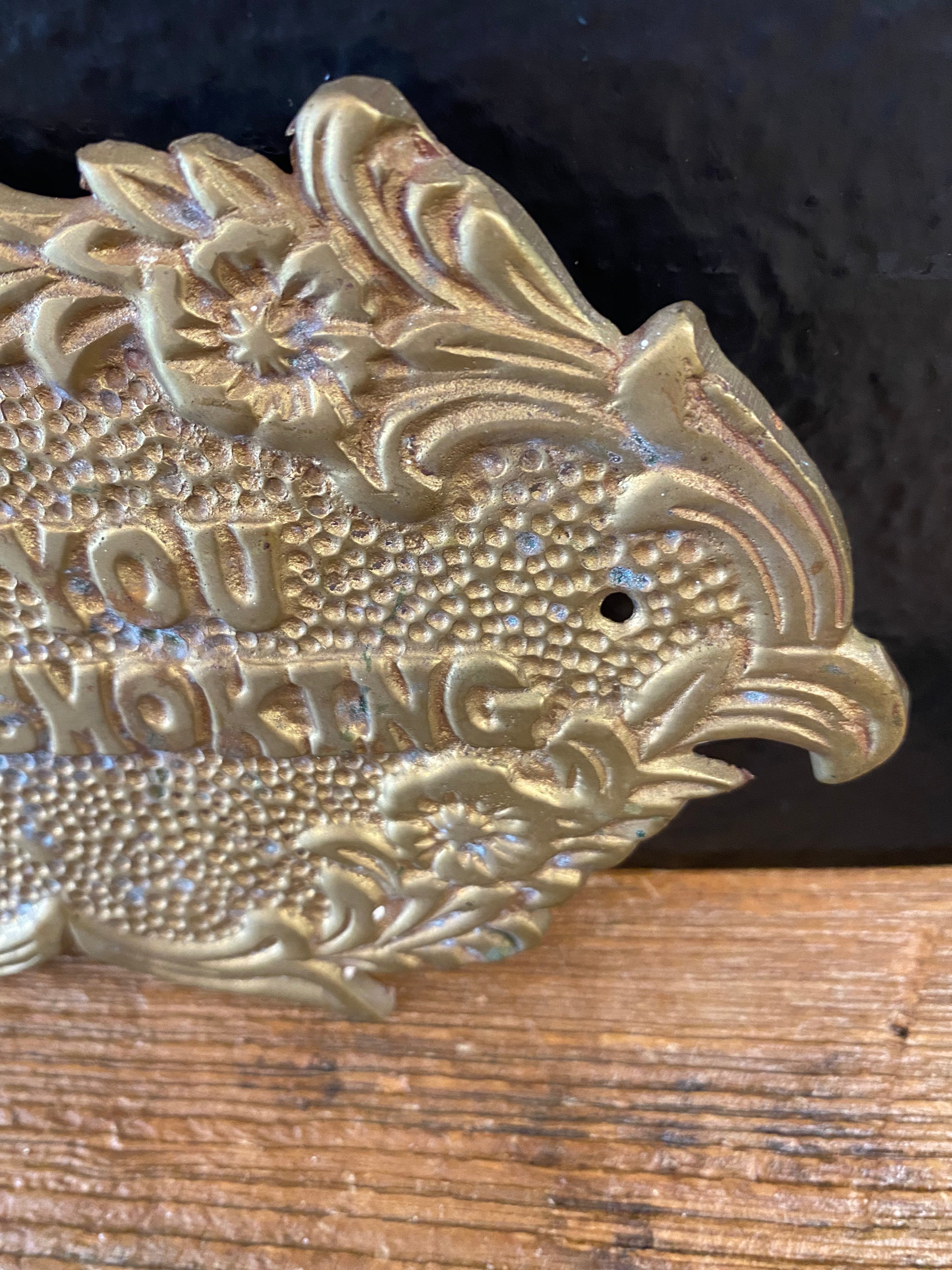 Vintage Brass “Thank You For Not Smoking” Sign