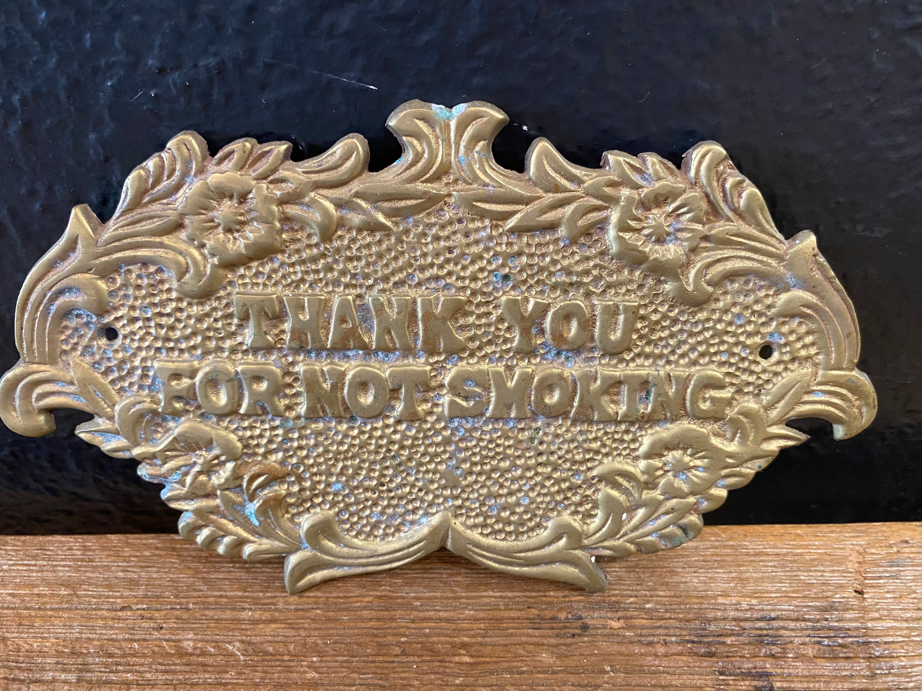 Vintage Brass “Thank You For Not Smoking” Sign