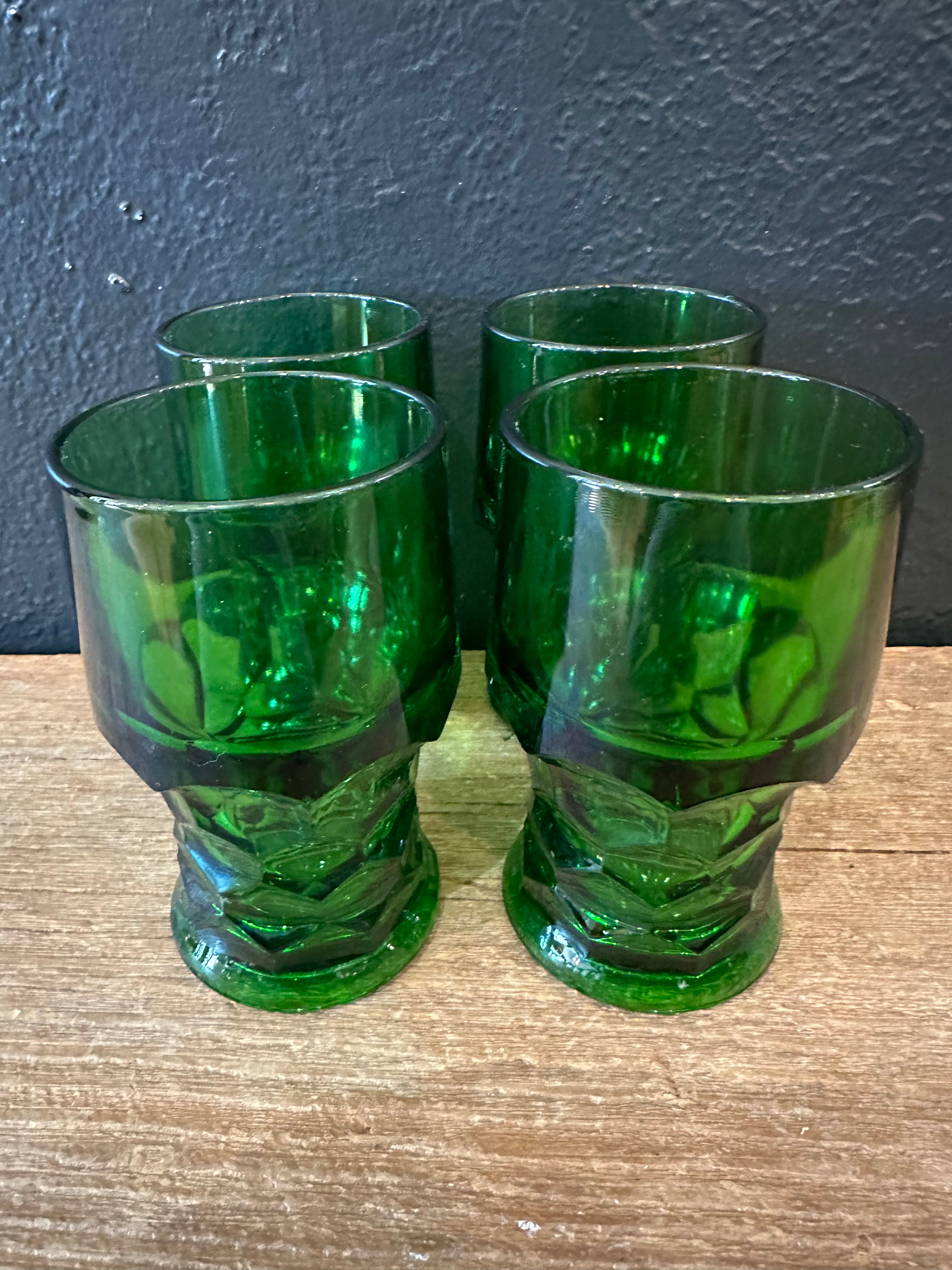 Vintage Georgian Green Glasses| Set of 4