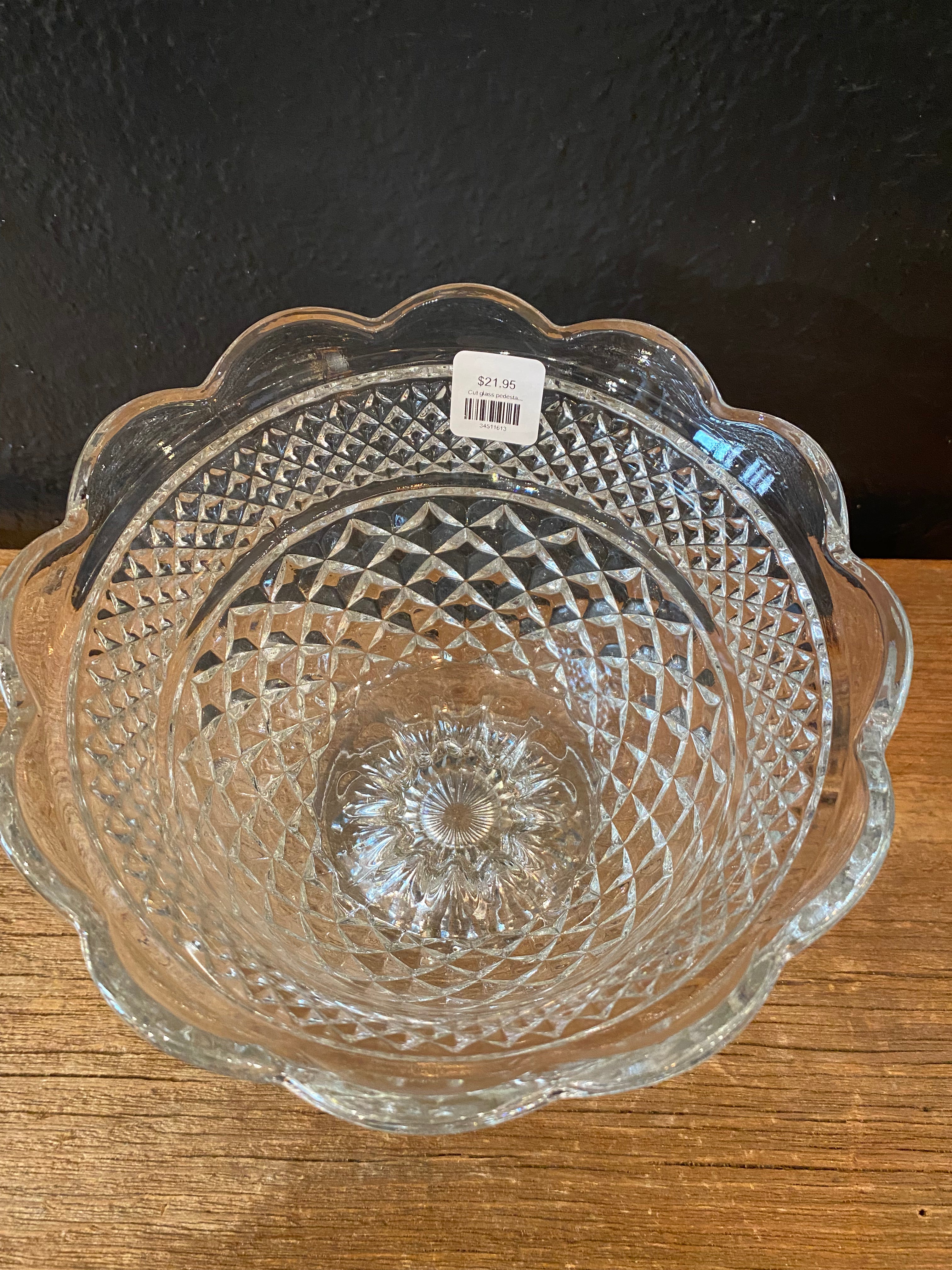 Cut Glass Pedestal Bowl