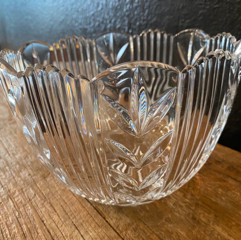 Cut Glass Serving Bowl | Scalloped Edges