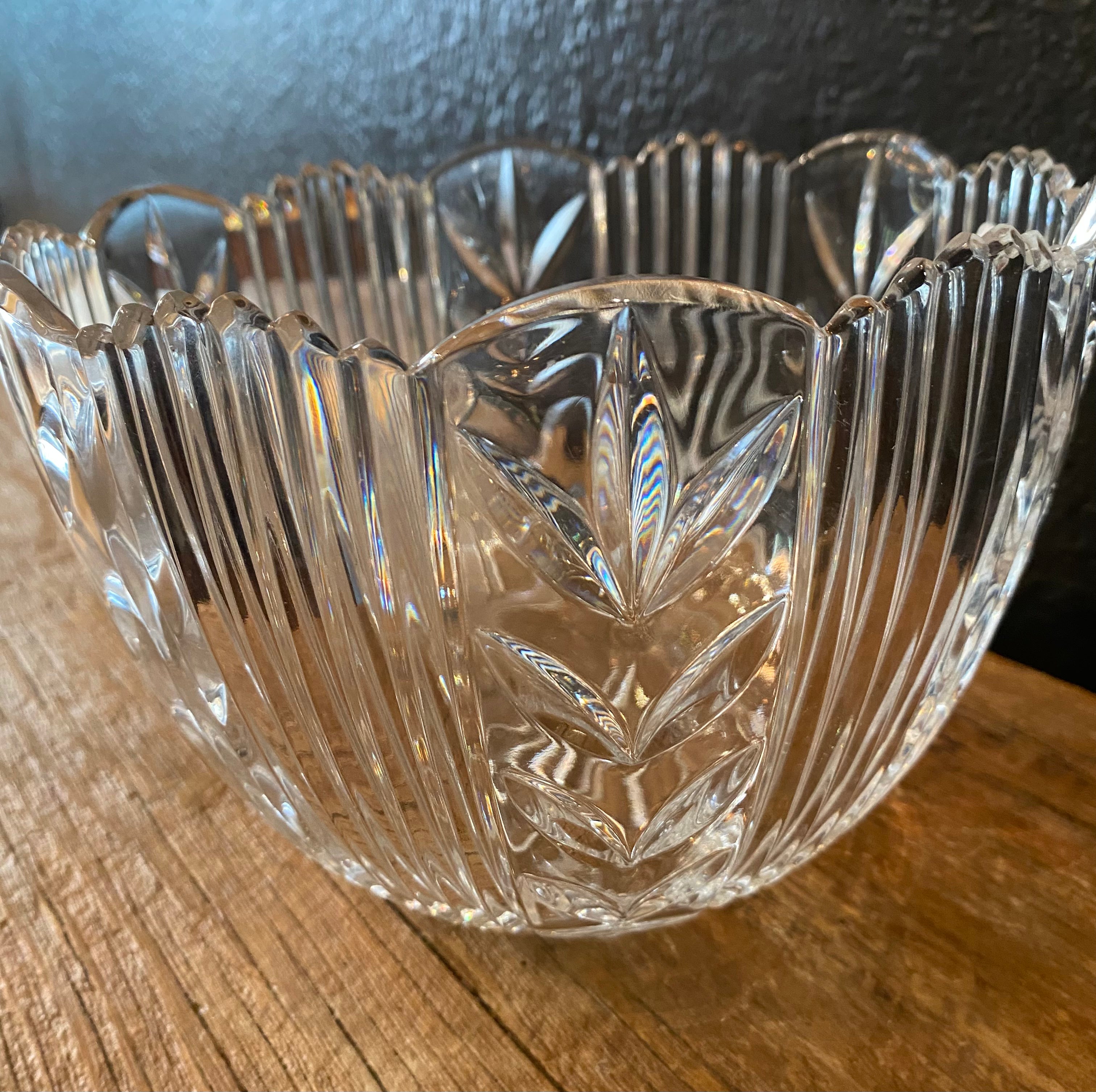 Cut Glass Serving Bowl | Scalloped Edges