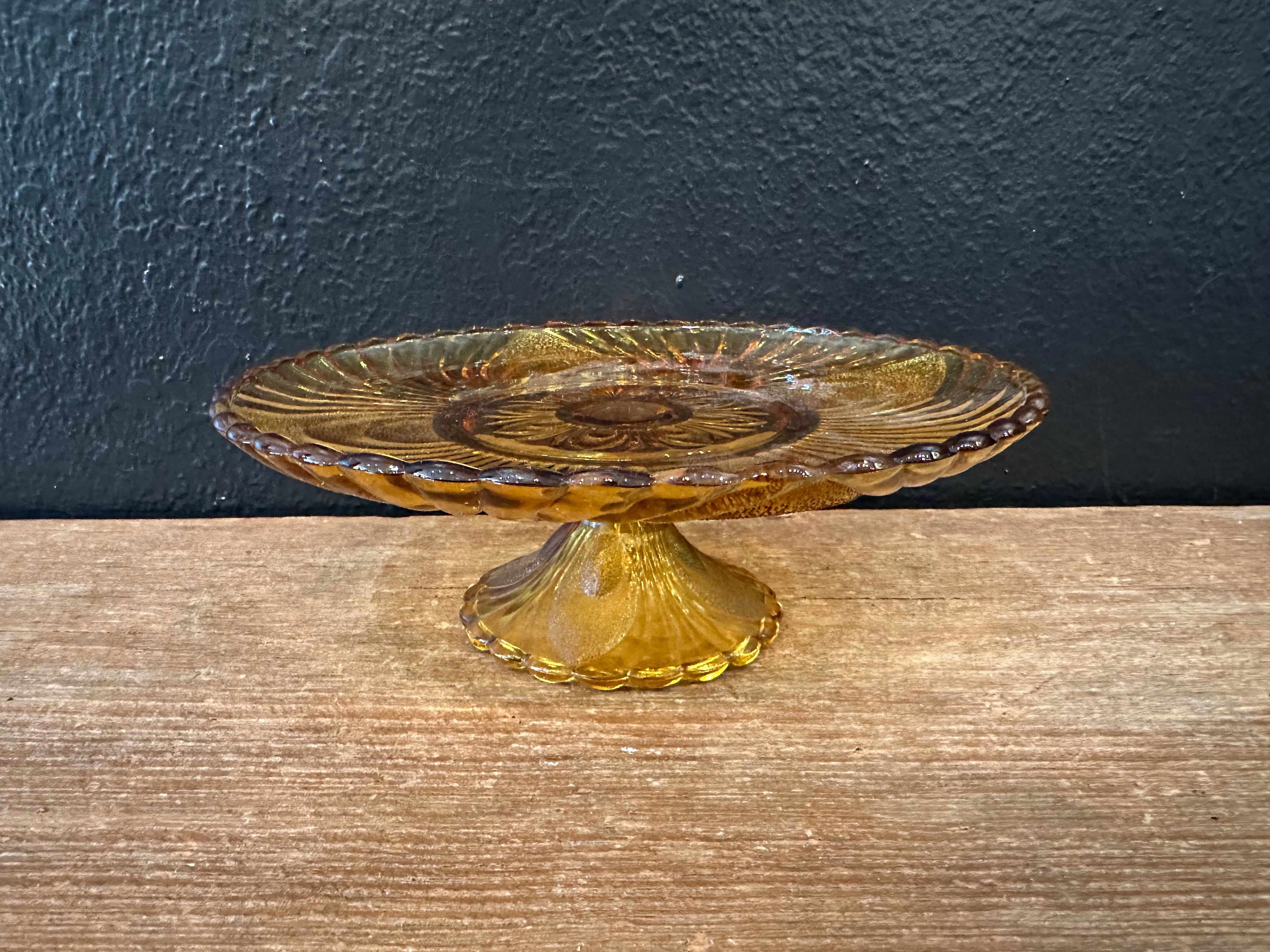 Vintage Amber Pedestal Cake Stand