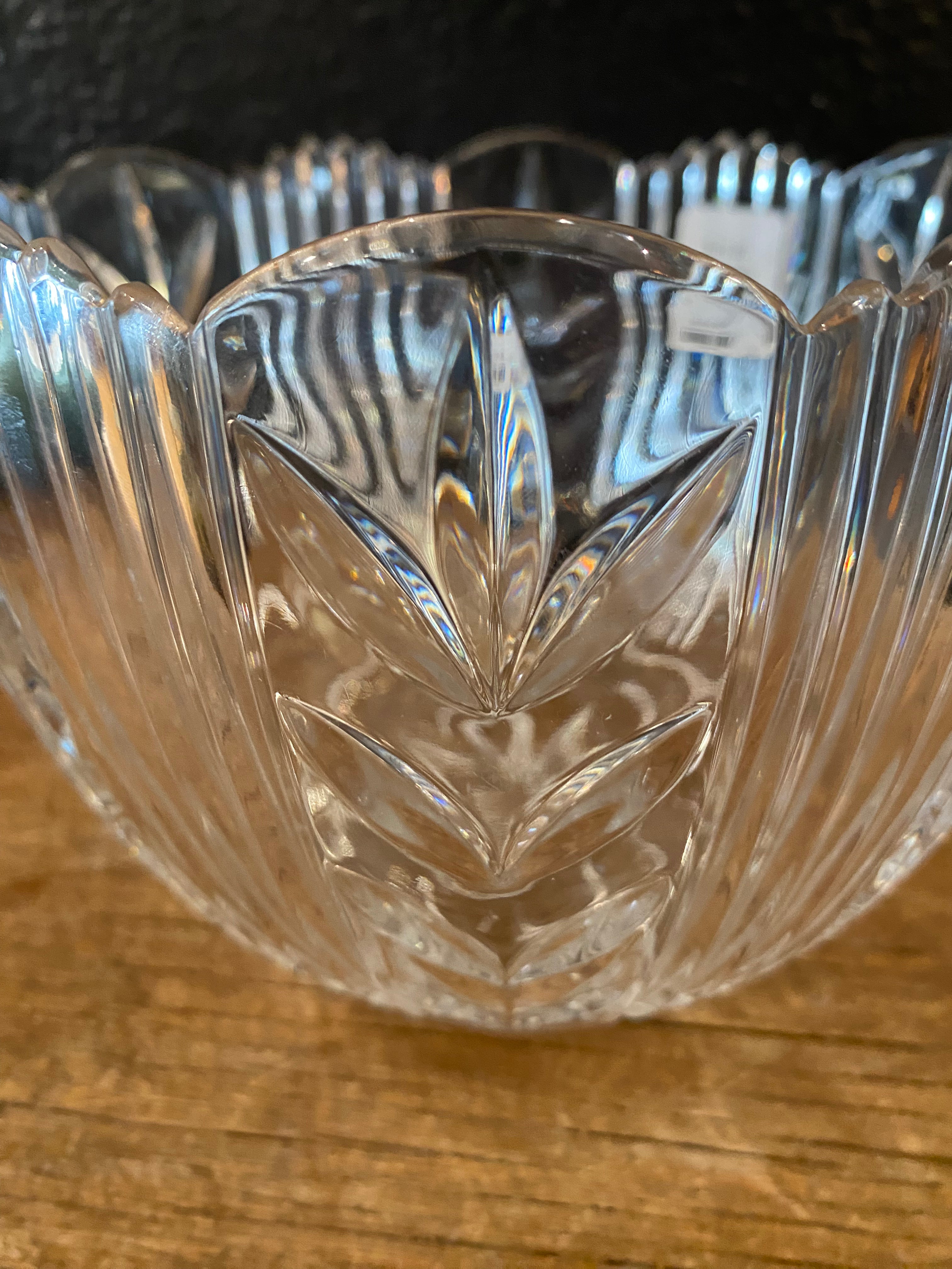 Cut Glass Serving Bowl | Scalloped Edges