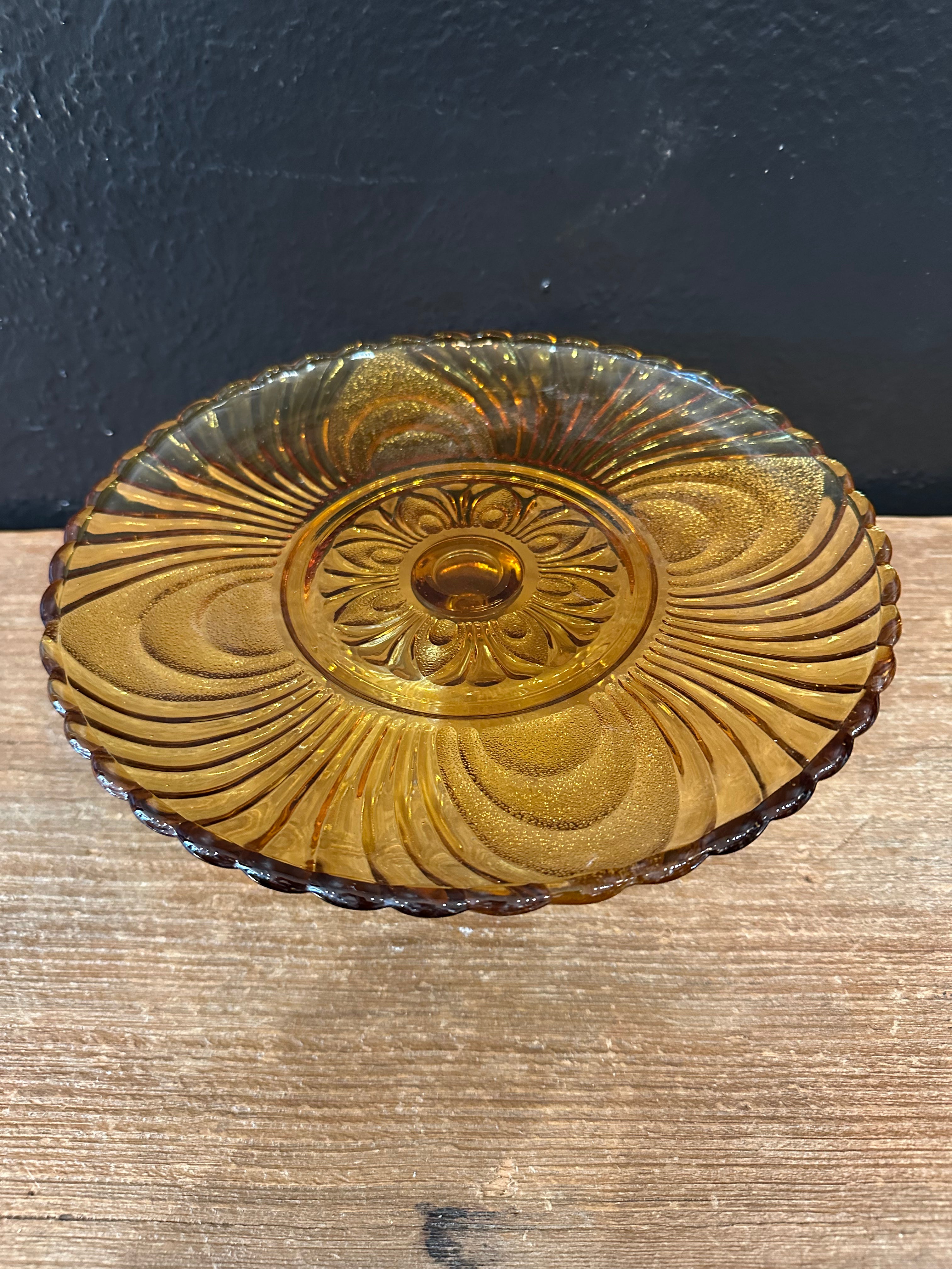 Vintage Amber Pedestal Cake Stand