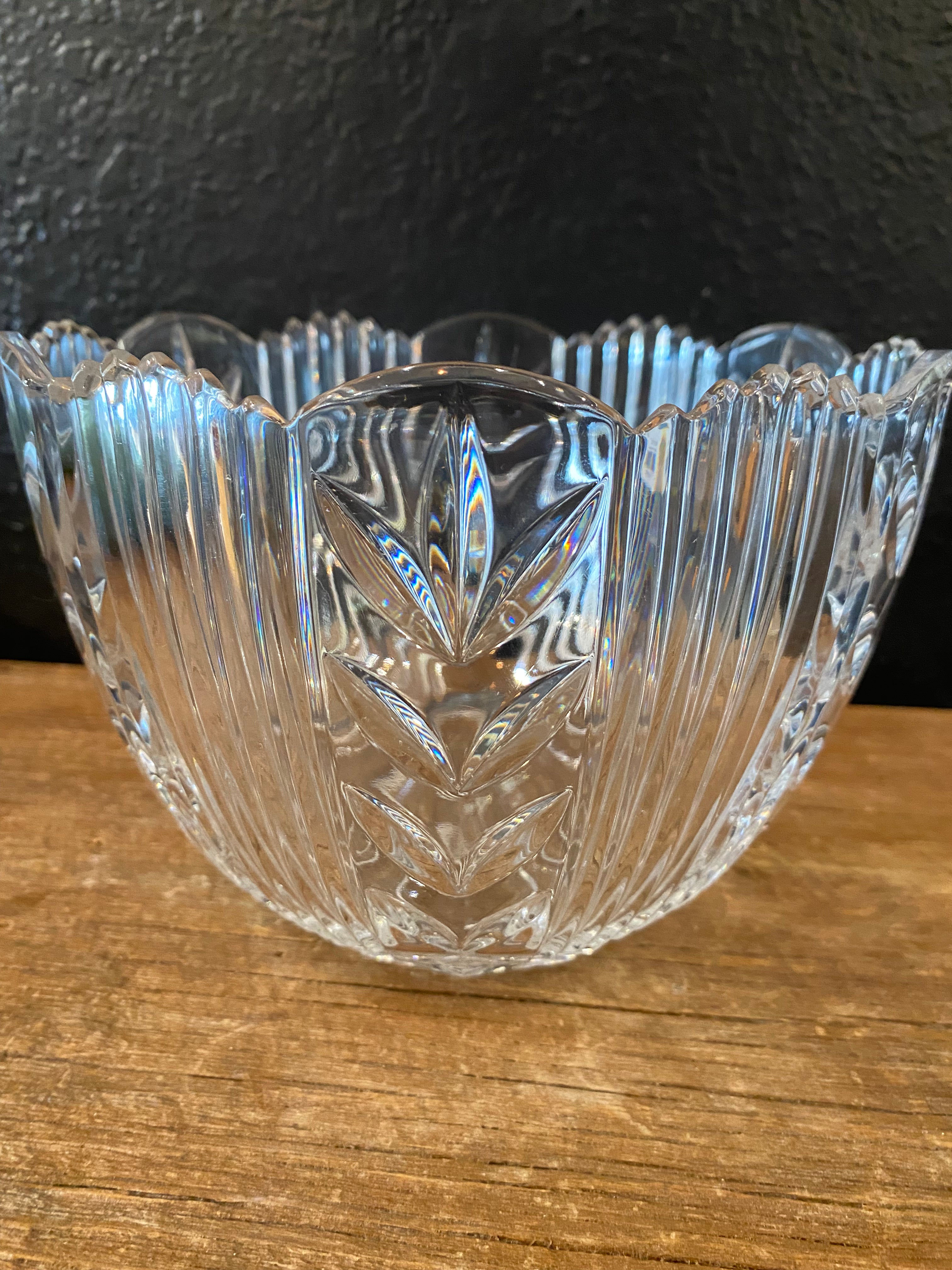 Cut Glass Serving Bowl | Scalloped Edges