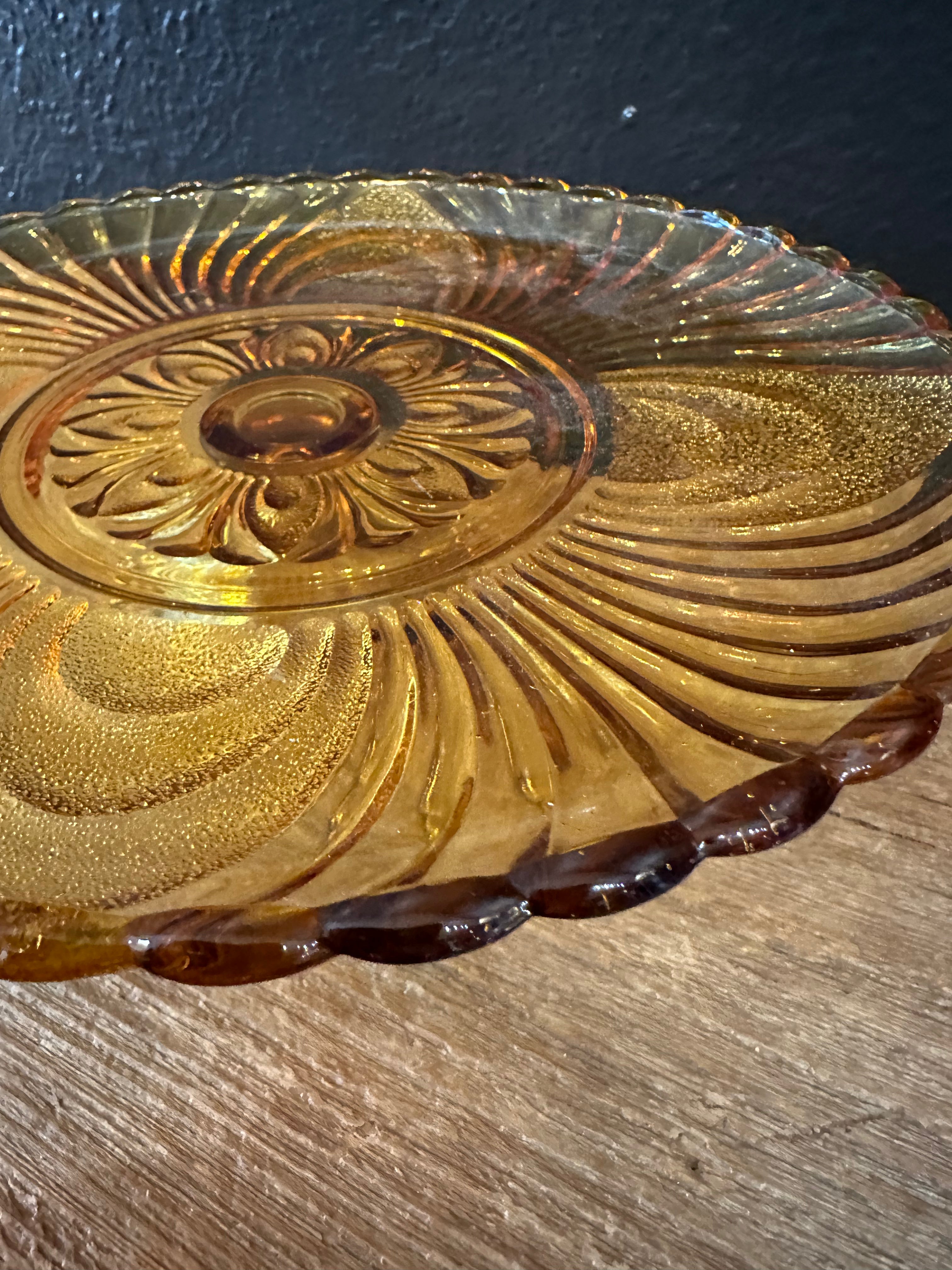 Vintage Amber Pedestal Cake Stand