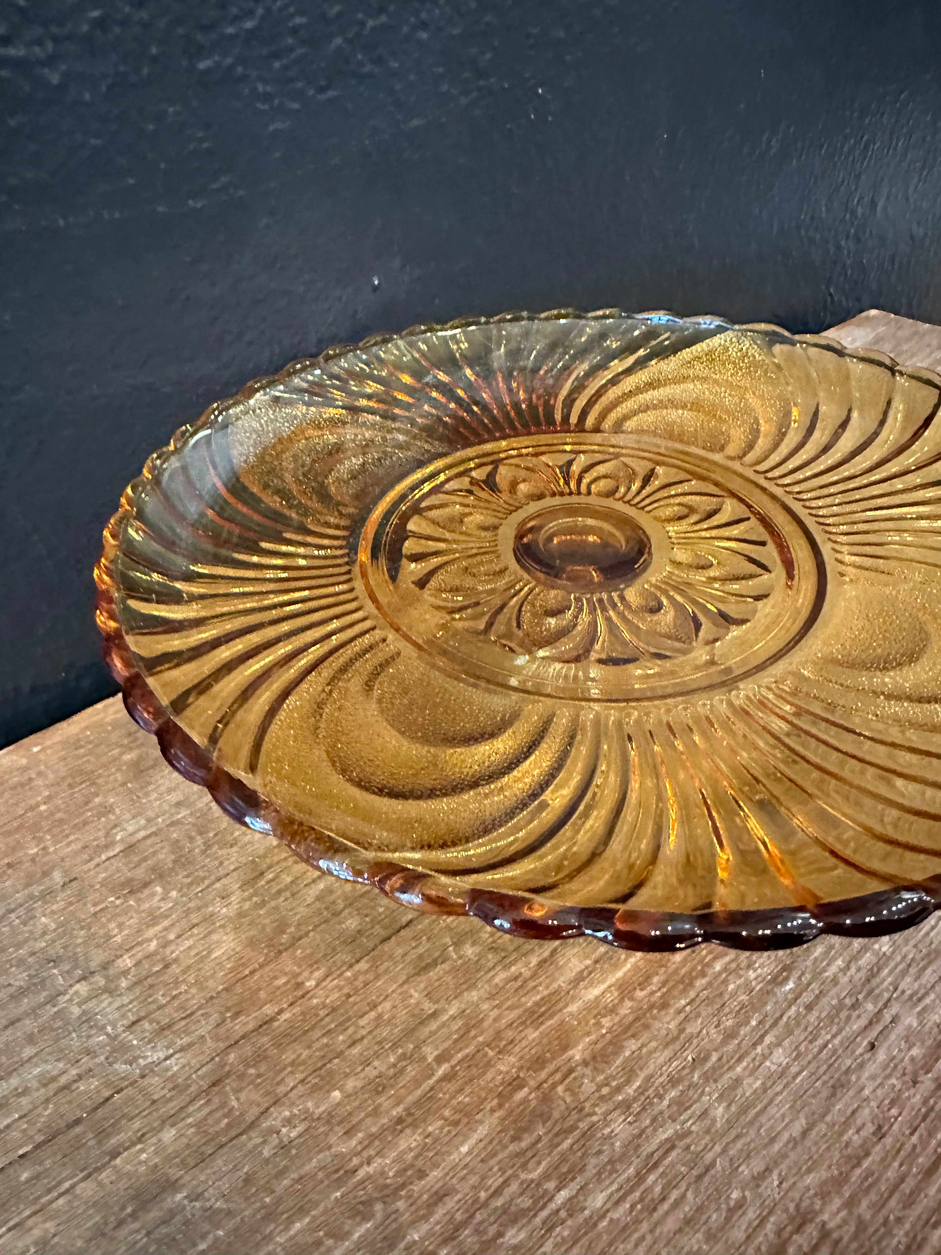 Vintage Amber Pedestal Cake Stand