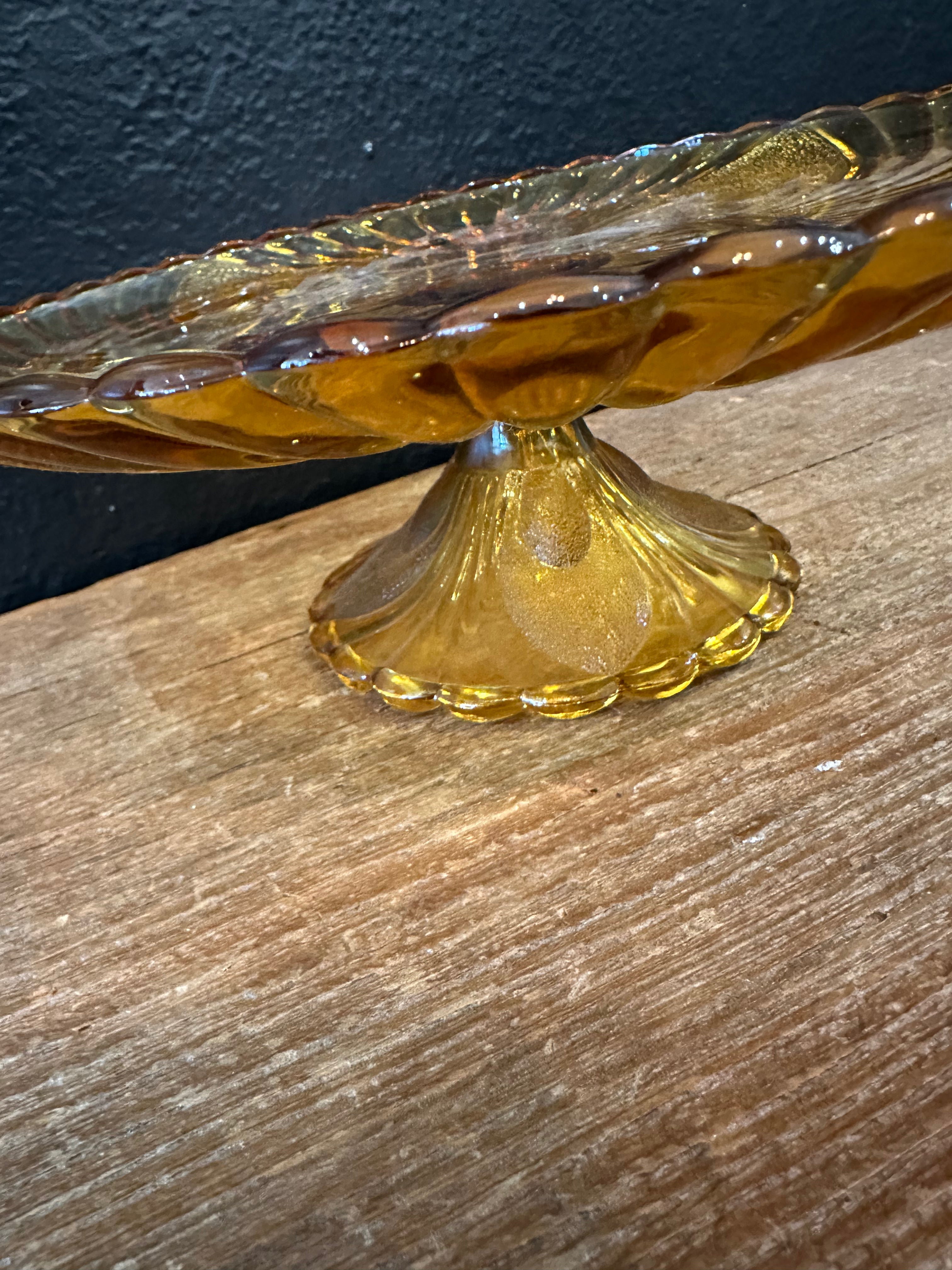 Vintage Amber Pedestal Cake Stand