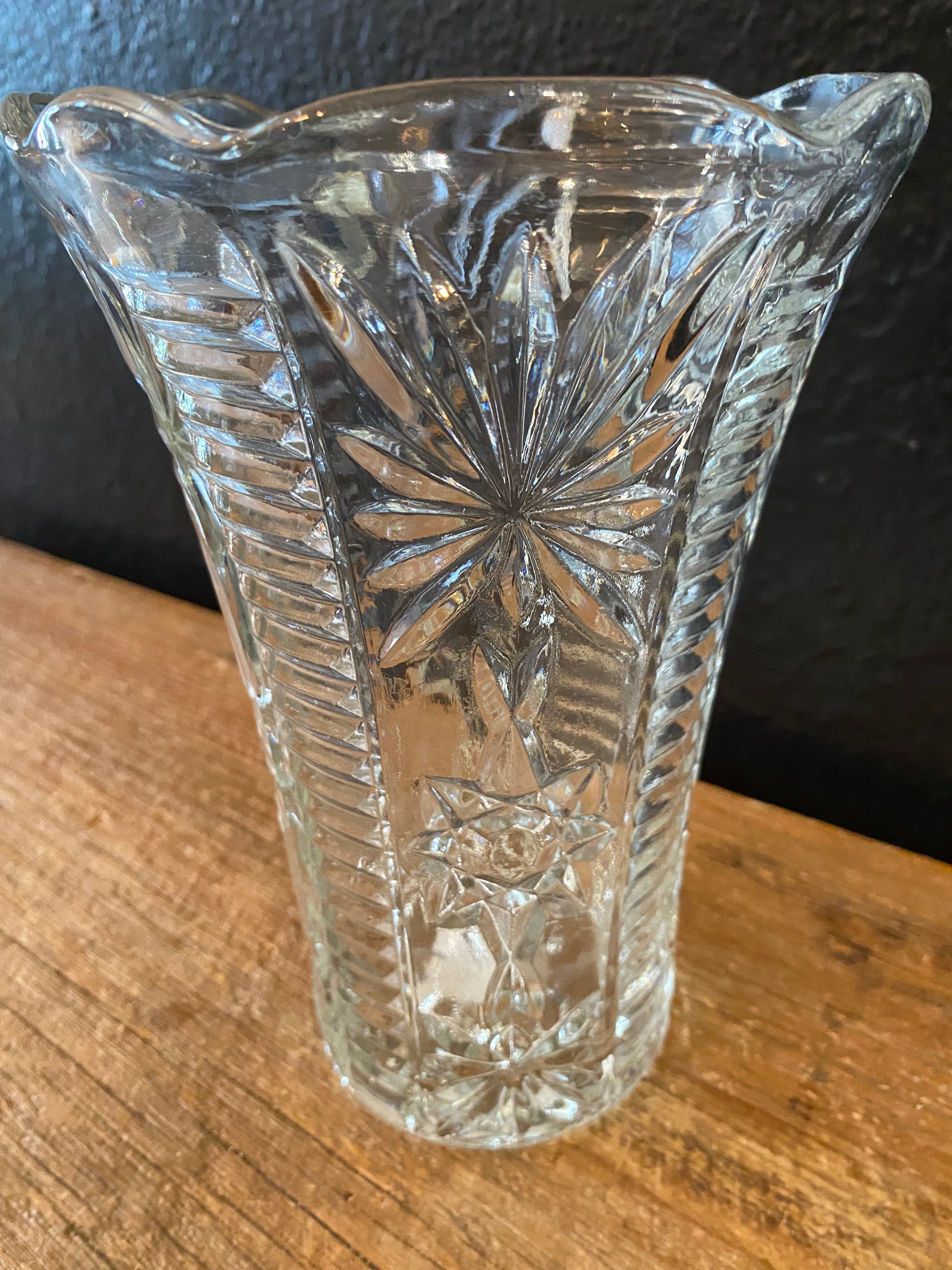 Star Of David Cut Glass Vase