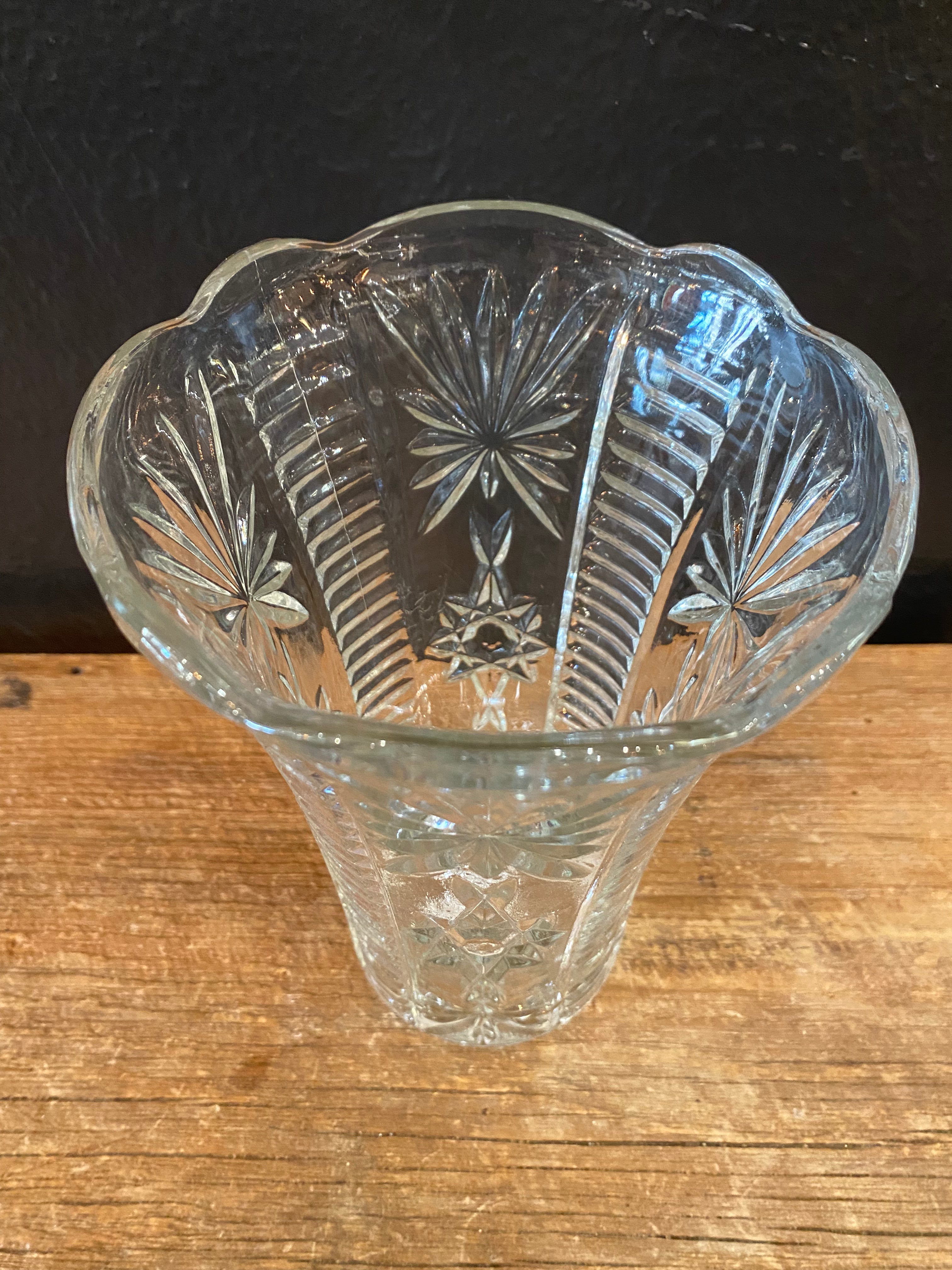Star Of David Cut Glass Vase