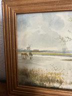 Antique Cow Print in Gold Frame