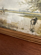 Antique Cow Print in Gold Frame