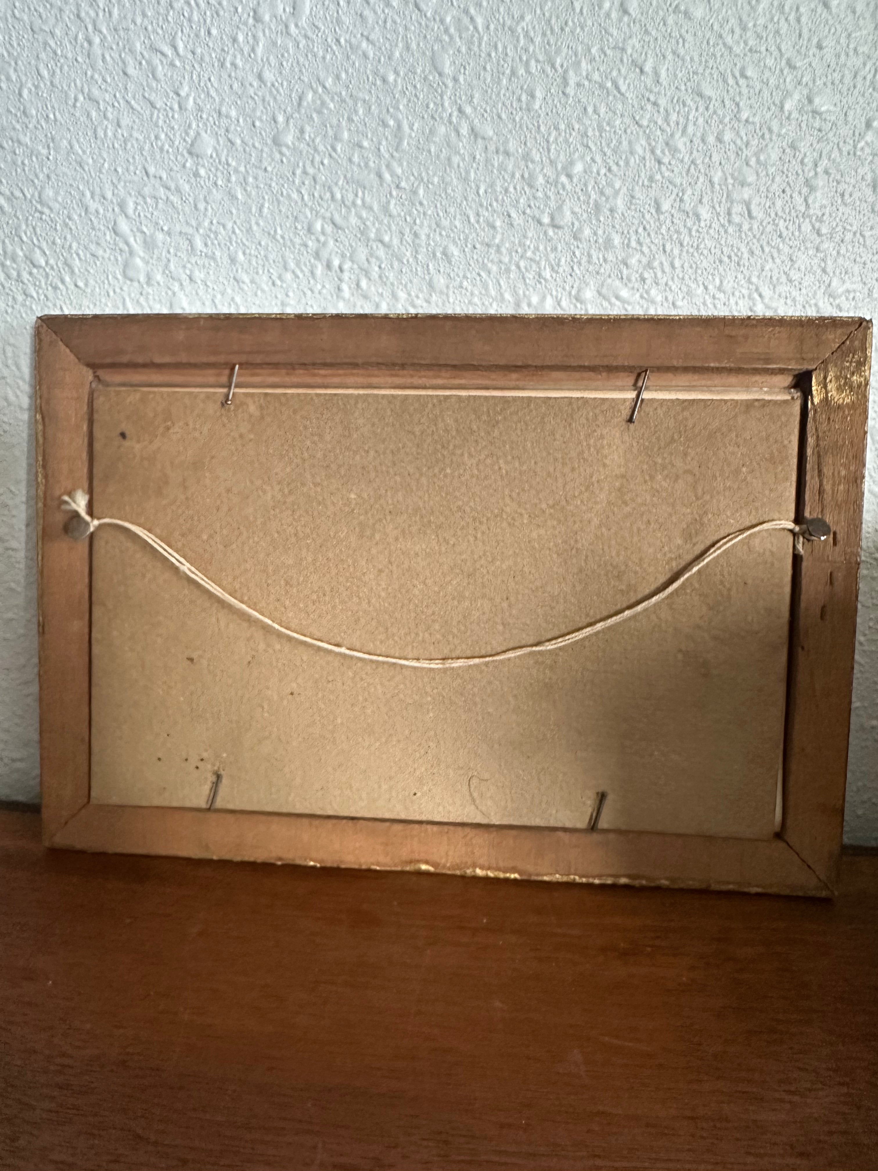 Antique Cow Print in Gold Frame