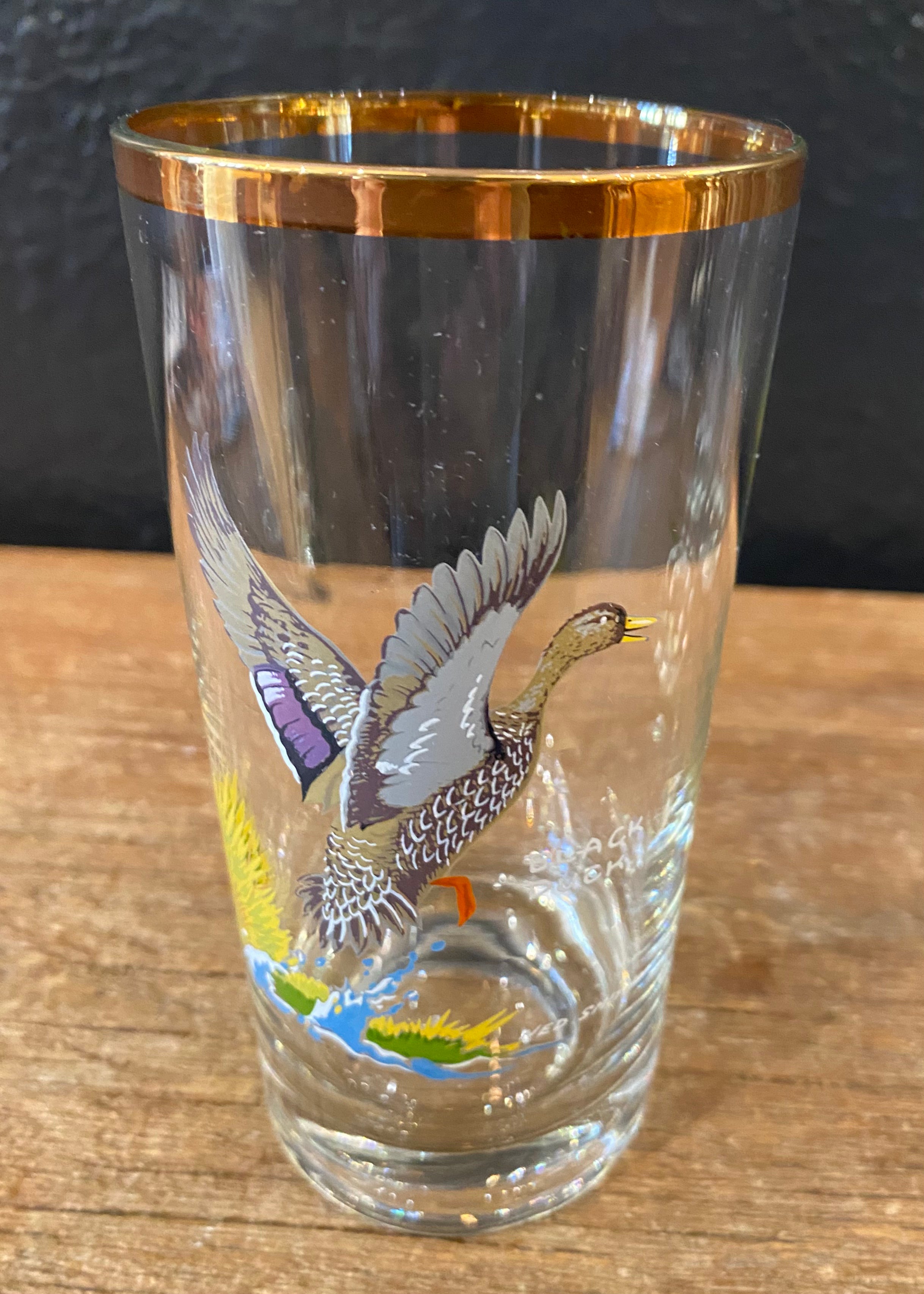 Vintage Gold Rimmed Duck Glasses | Set Of Four