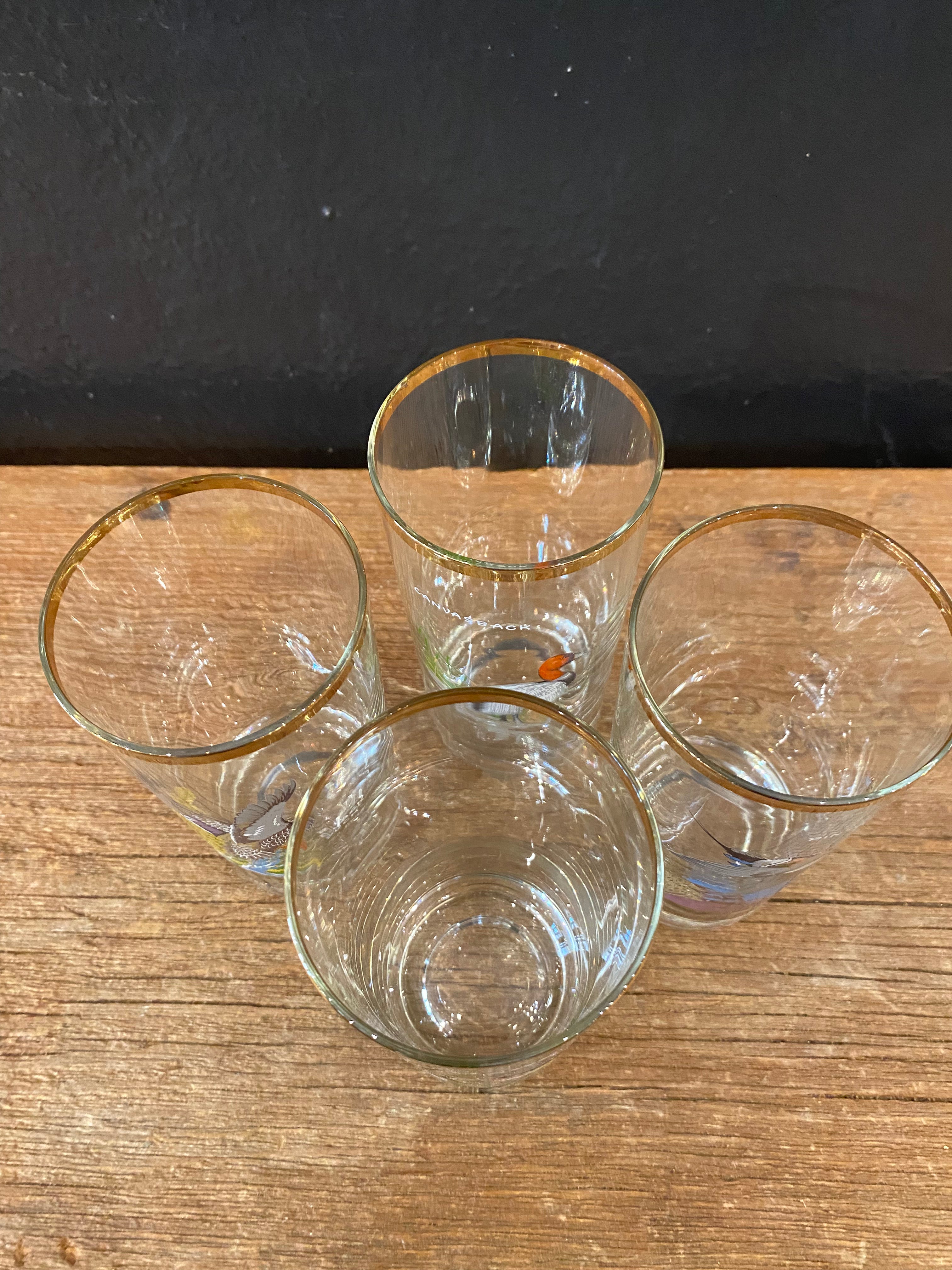 Vintage Gold Rimmed Duck Glasses | Set Of Four