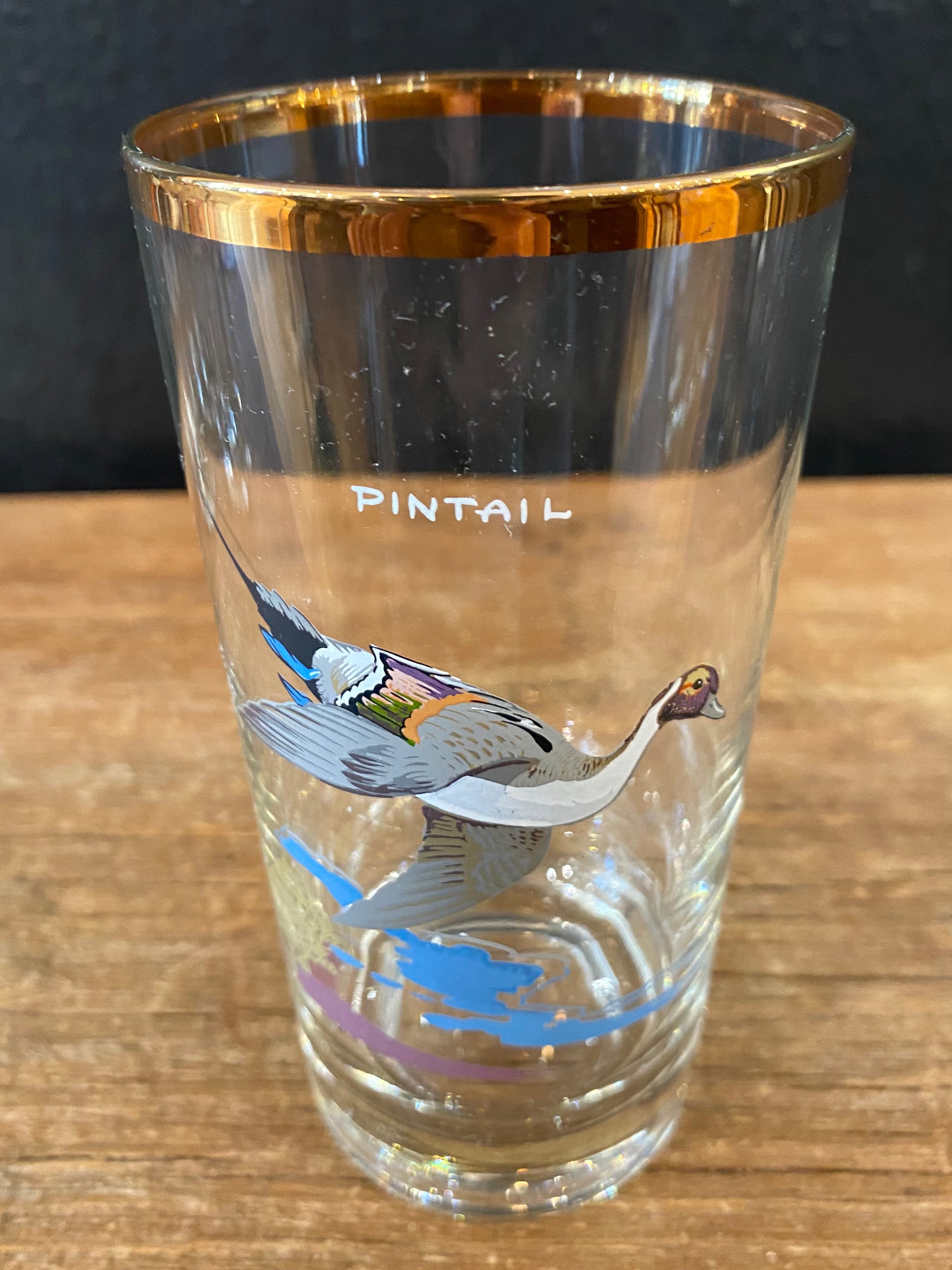 Vintage Gold Rimmed Duck Glasses | Set Of Four